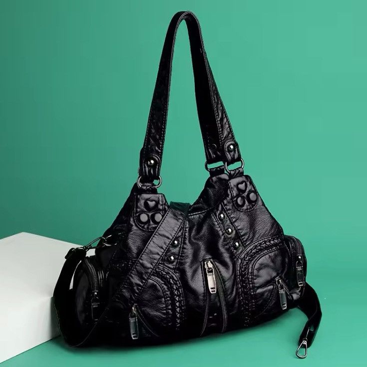 Punk Goth Pu Leather Tote Bag in Black, Men's
