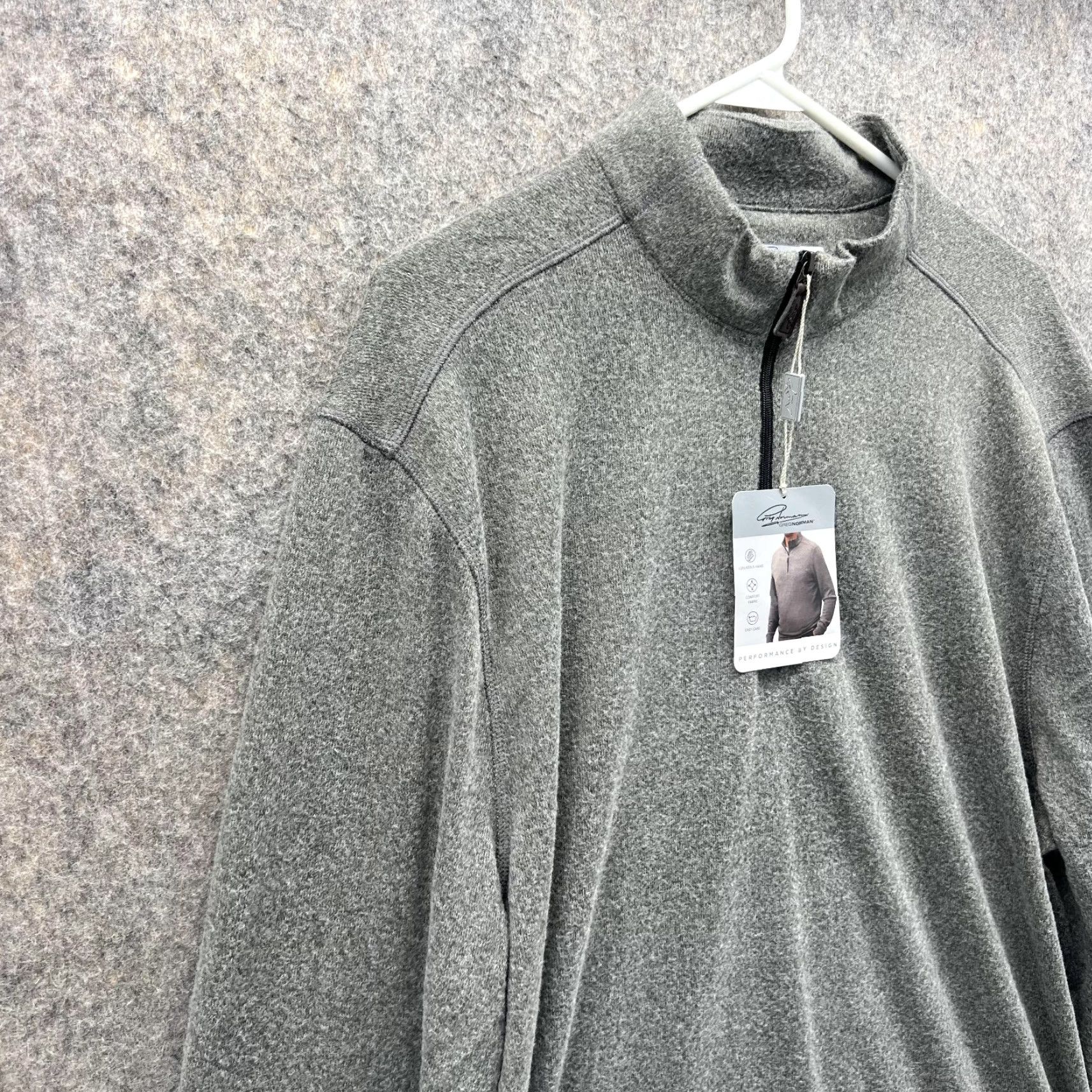 Vintage Greg Norman Sweater Men Large Heather Grey 1/4 Zip Sweatshirt Polyester Stretch Mock Neck Pullover 1/4 Zip Logo Size US L / EU 52-54 / 3 - 3 Thumbnail