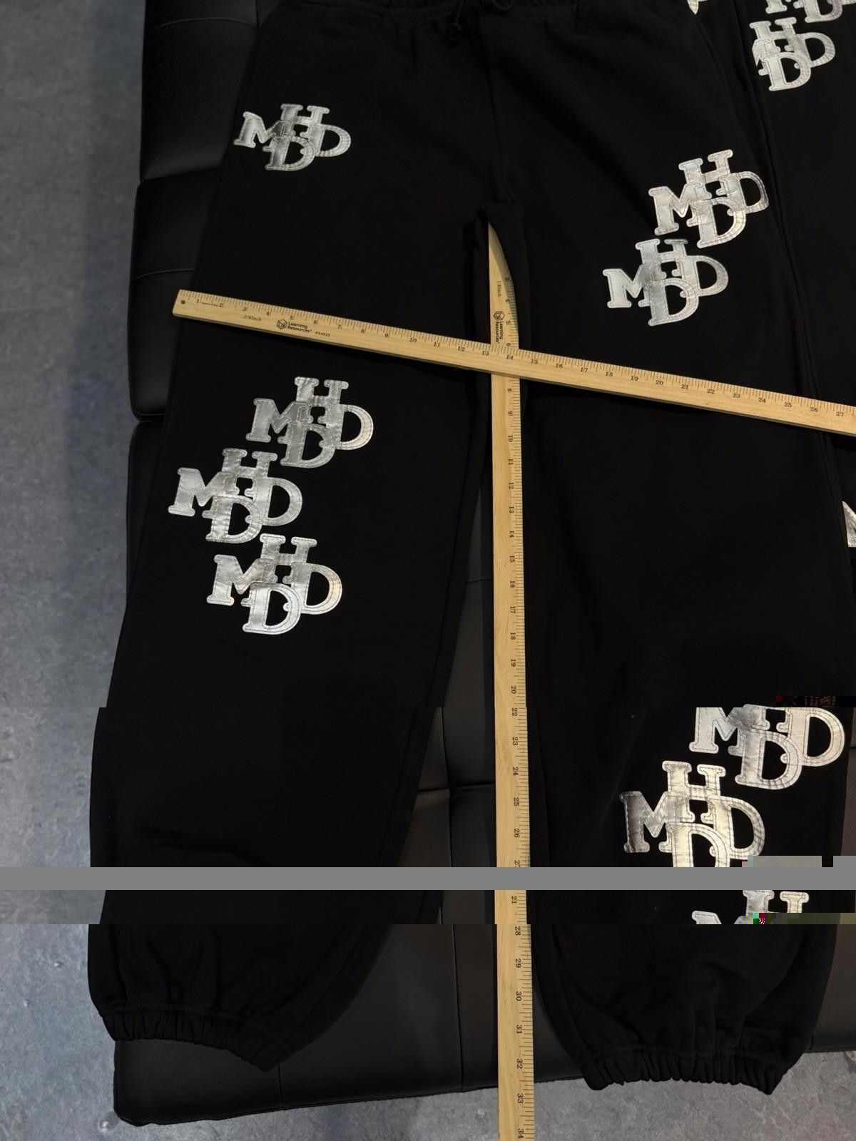 HMDD HMDD Patchwork Letter Print Sweatpants Black Silver (XL) NEW Size 40" / US 18 - 9 Thumbnail
