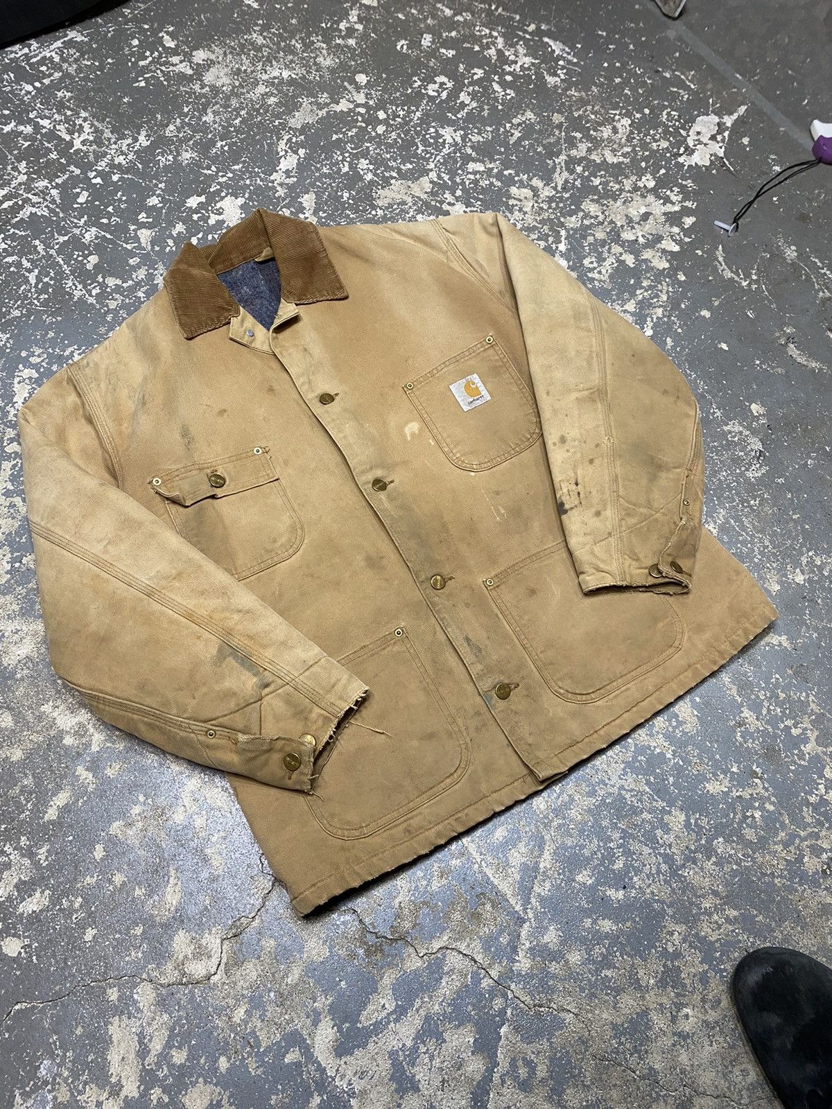 Carhartt × Vintage Vintage Carhartt Blanket Lined Faded Tan Chore Coat Jacket Size US M / EU 48-50 / 2 - 8 Thumbnail