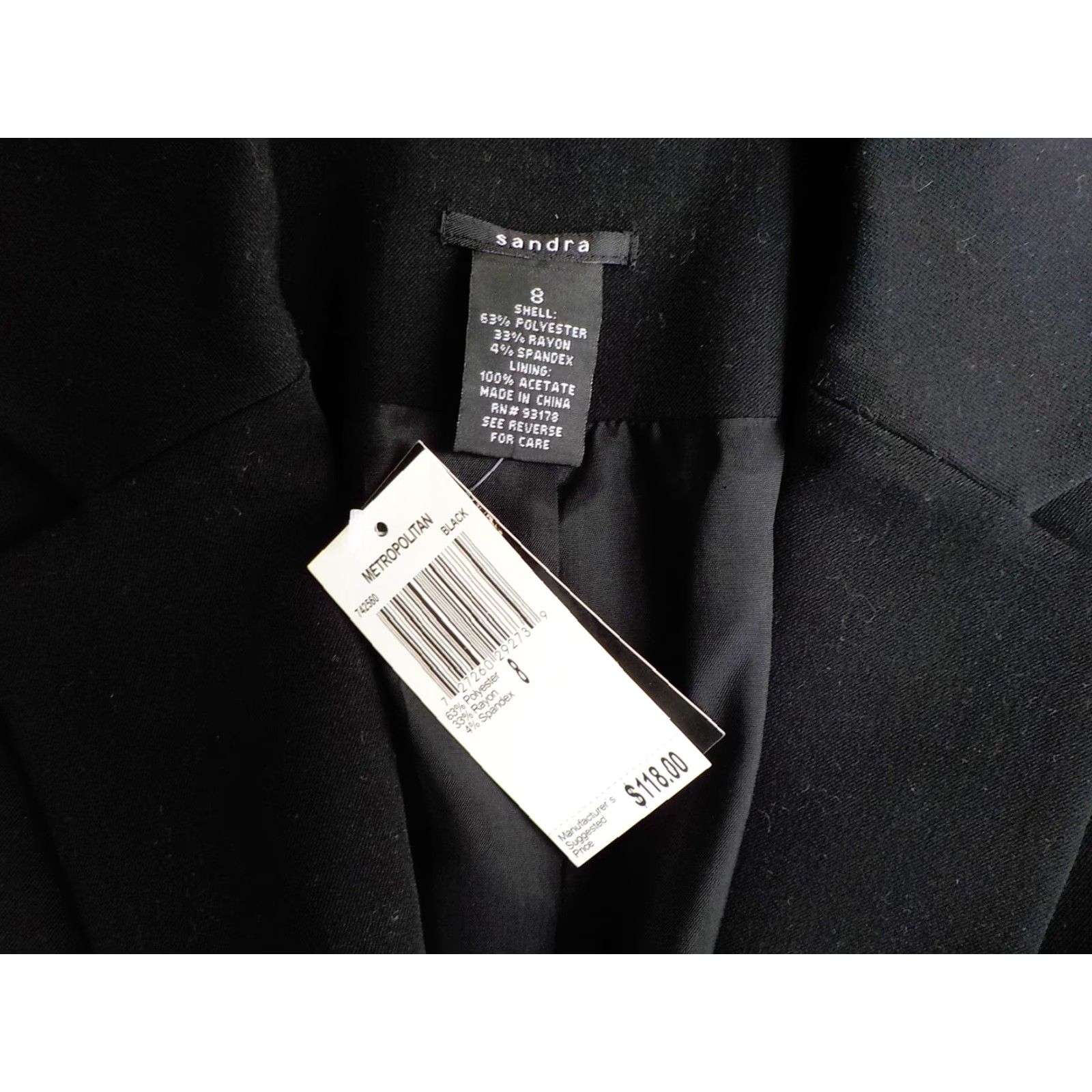 Sandro VINTAGE Sandra Blazer Shirt Womens Black 8 NWT Poly/Rayon/Spandex Fully Lined Front Snap Size M / US 6-8 / IT 42-44 - 6 Thumbnail
