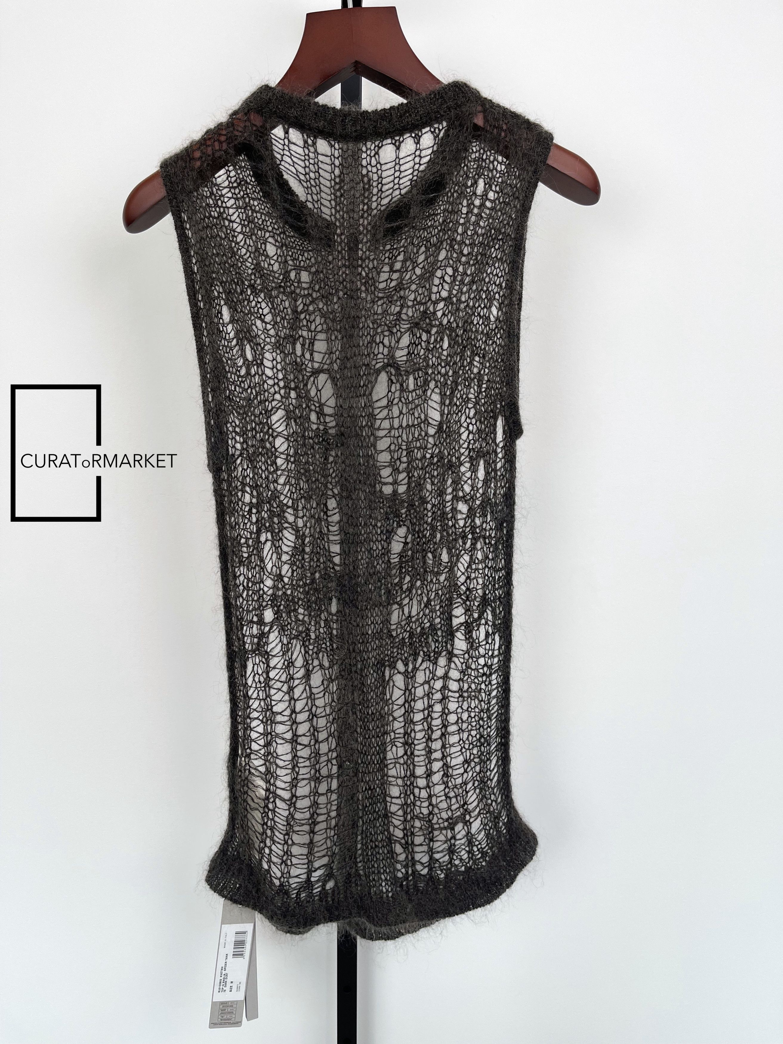 Rick Owens Wool Blend Dark Dust Hand Knit Spider Tank Top SS24 Lido Size US M / EU 48-50 / 2 - 12 Thumbnail