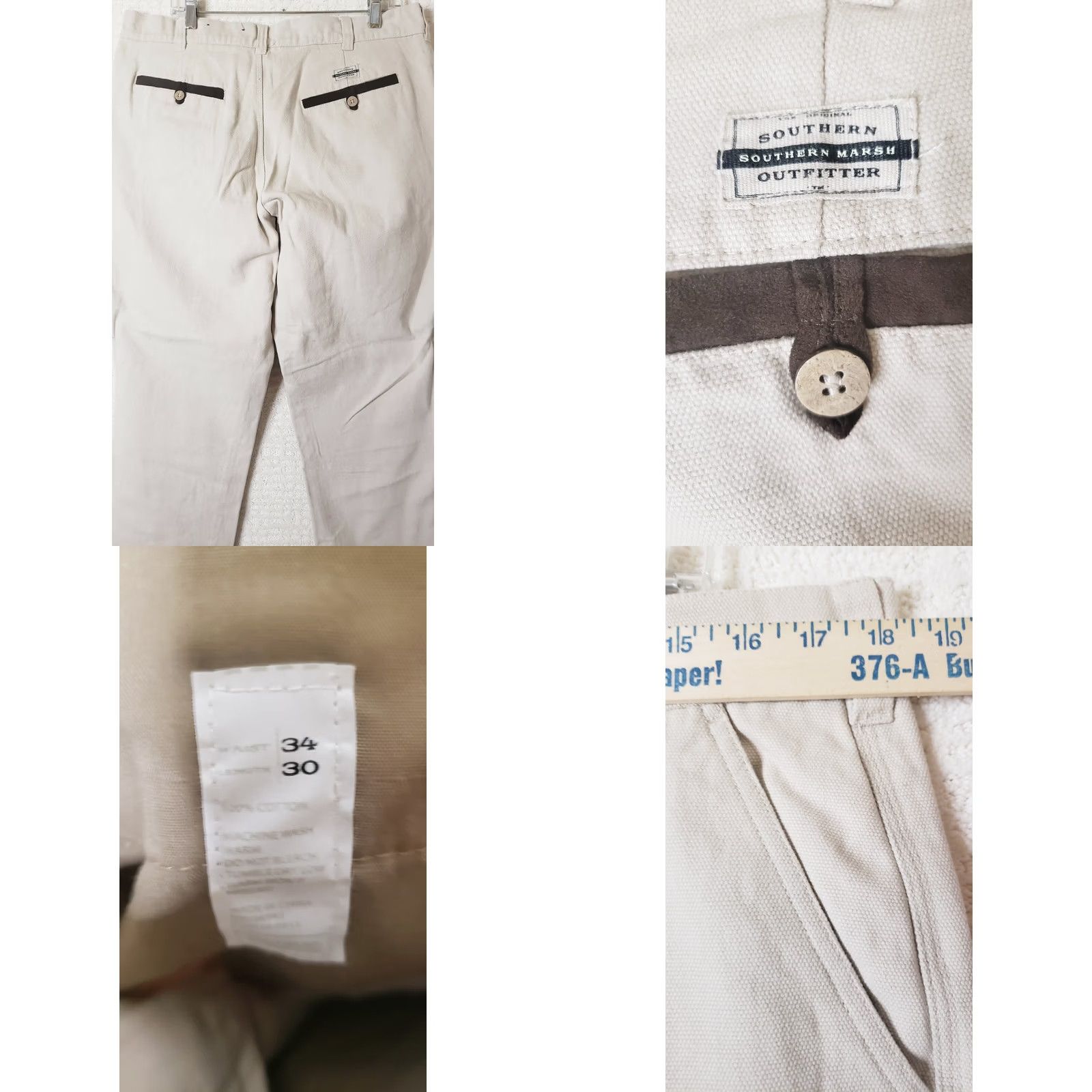 Vintage Southern Marsh Mens Ranch Canvas Pants 34x30 Beige Casual Workwear Size US 34 / EU 50 - 8 Thumbnail