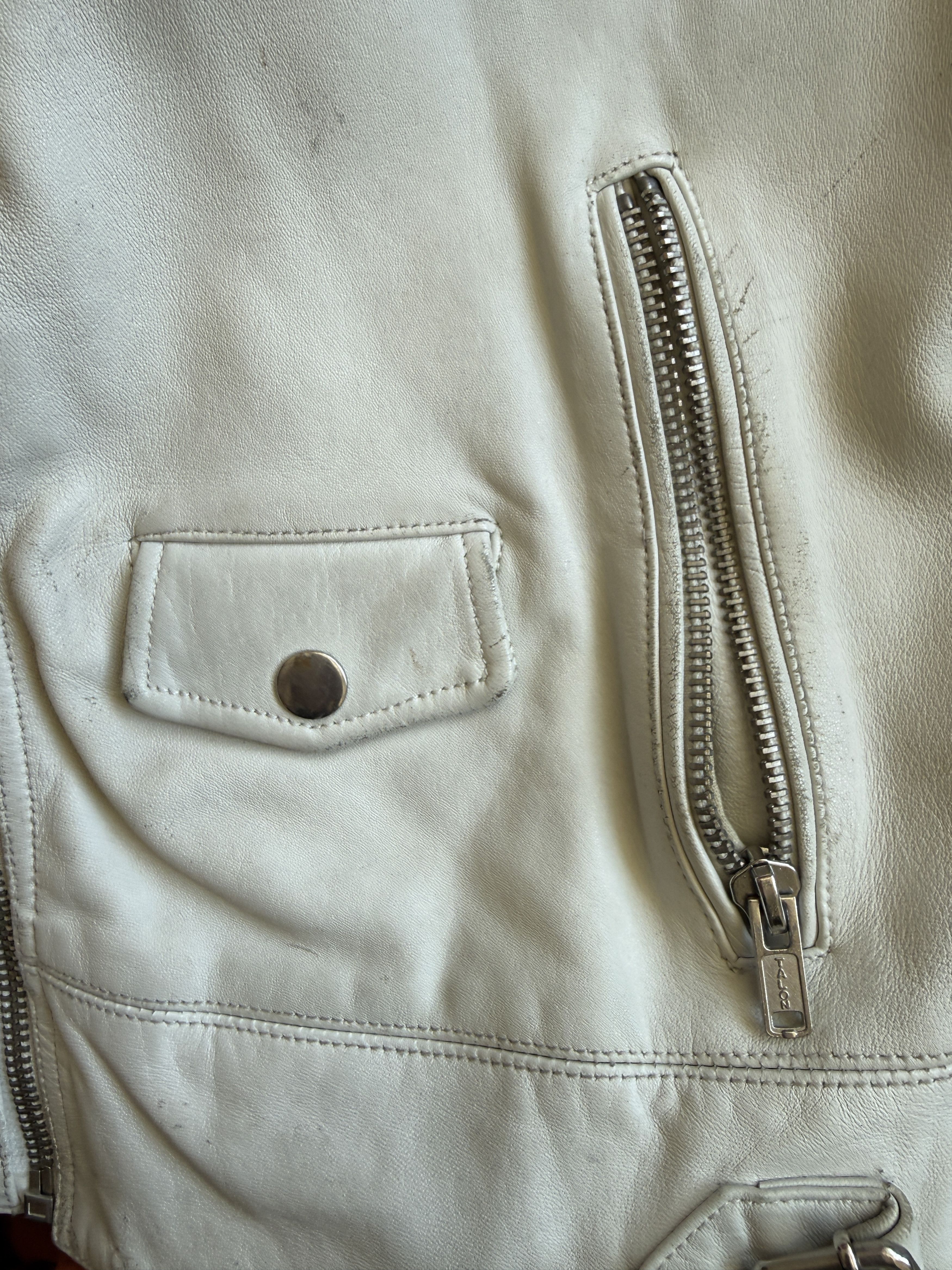 Blk Dnm BLK DNM Leather Jacket 5 Cream Vintage Lindeberg Era Moto Size US M / EU 48-50 / 2 - 6 Thumbnail