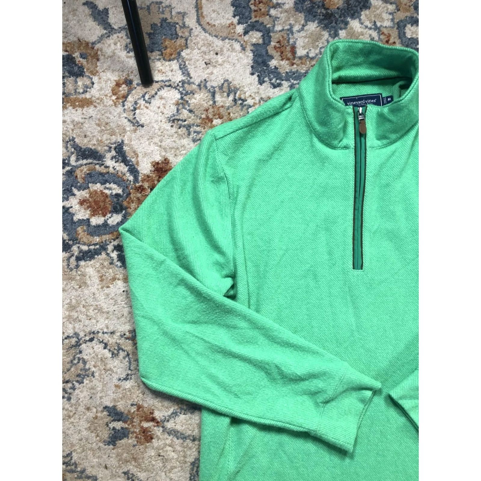 Vineyard Vines Vineyard Vines Sweatshirt Mens M Green 1/4 Zip Mock Neck Knit Pullover Size US M / EU 48-50 / 2 - 3 Thumbnail