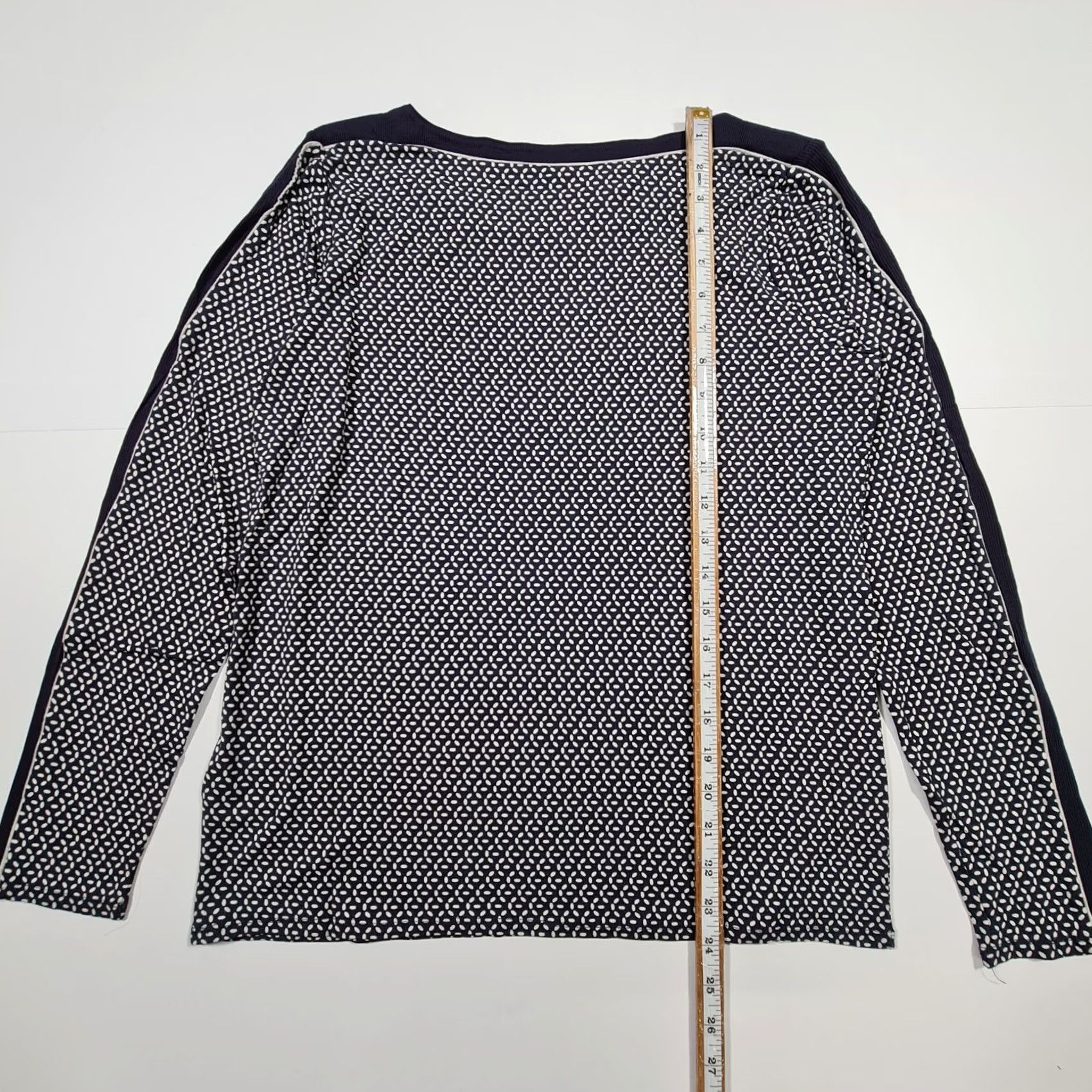 CO Betty & CO Womens T Shirt Navy Blue 14 UK Geometric Print Long Sleeve Stretch Top Size XL / US 12-14 / IT 48-50 - 6 Thumbnail