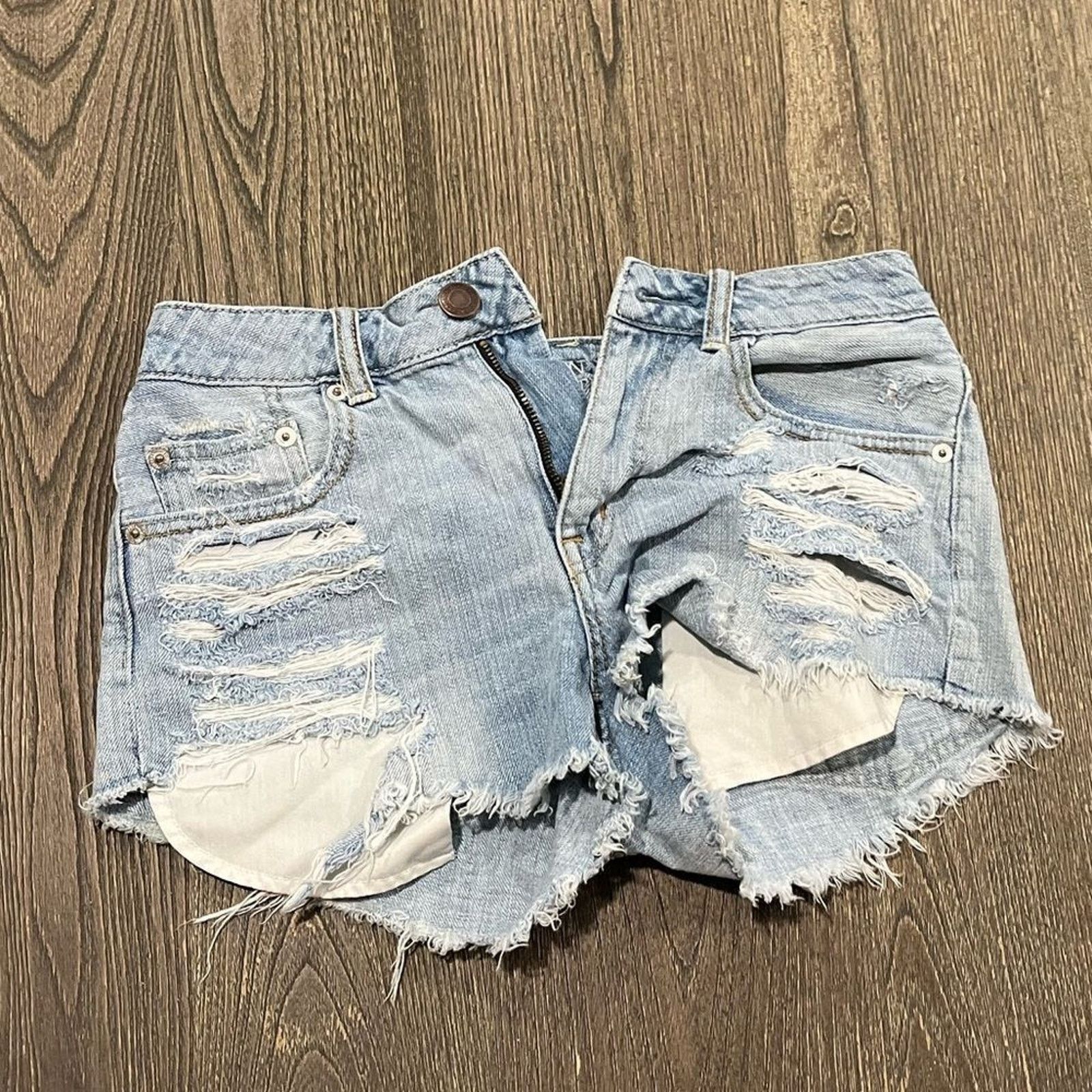 American Eagle Outfitters American Eagle Womens Cut-Off Jean Short Distressed Size 0 Size 25" / US 0 / IT 36 - 1 Thumbnail