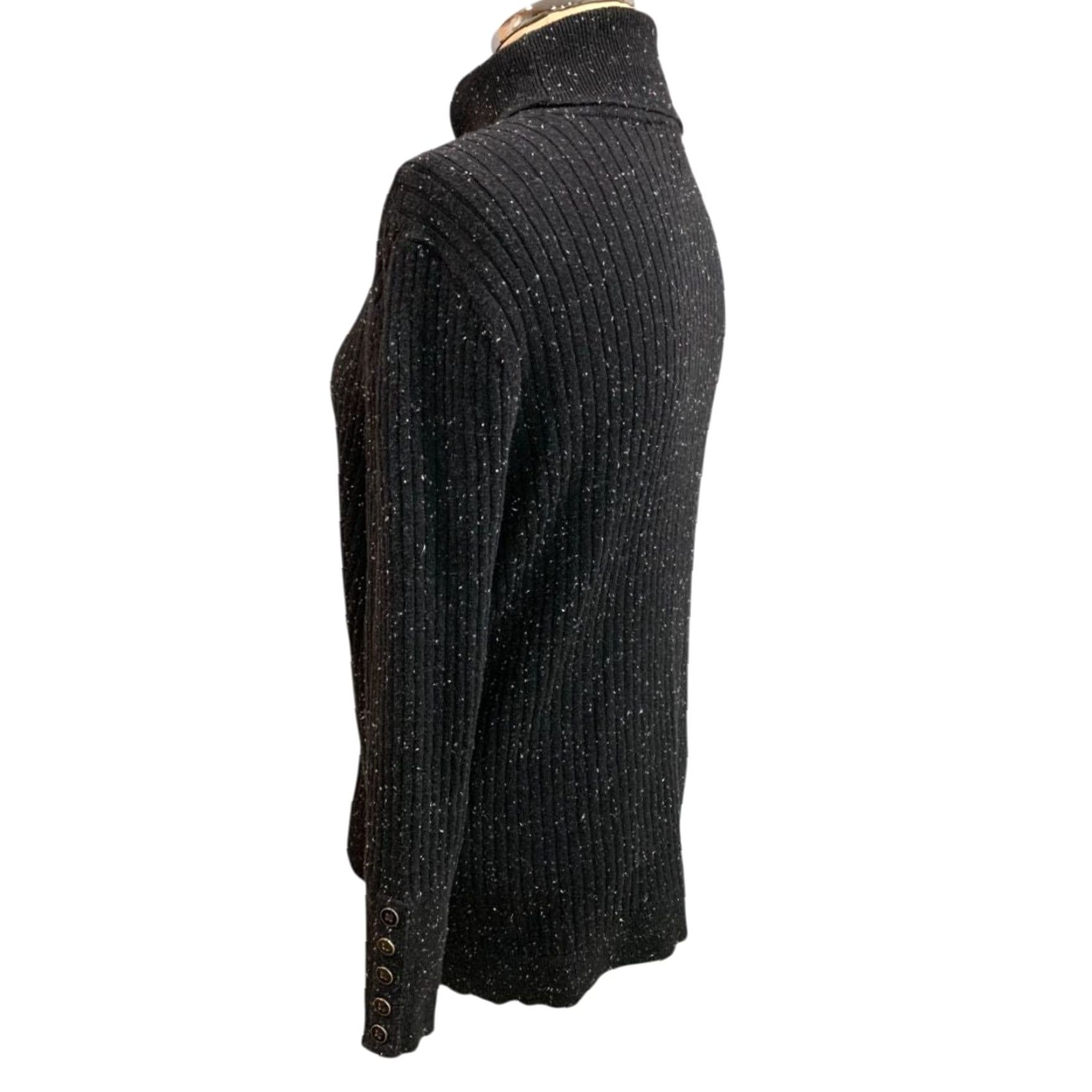 Talbots VINTAGE Talbots Woman Black Flecked Turtleneck Sweater Ribbed Knit Size 1X Pullover Women Size XL / US 12-14 / IT 48-50 - 4 Thumbnail