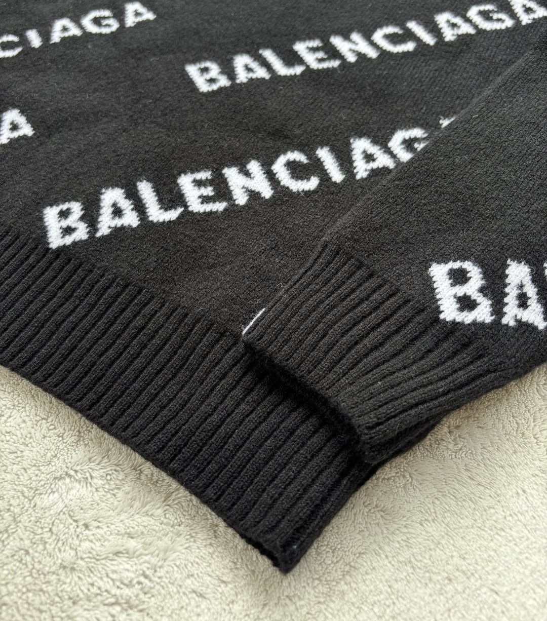 Balenciaga Balenciaga Black & White Wool All Over Sweater Size US XL / EU 56 / 4 - 3 Thumbnail