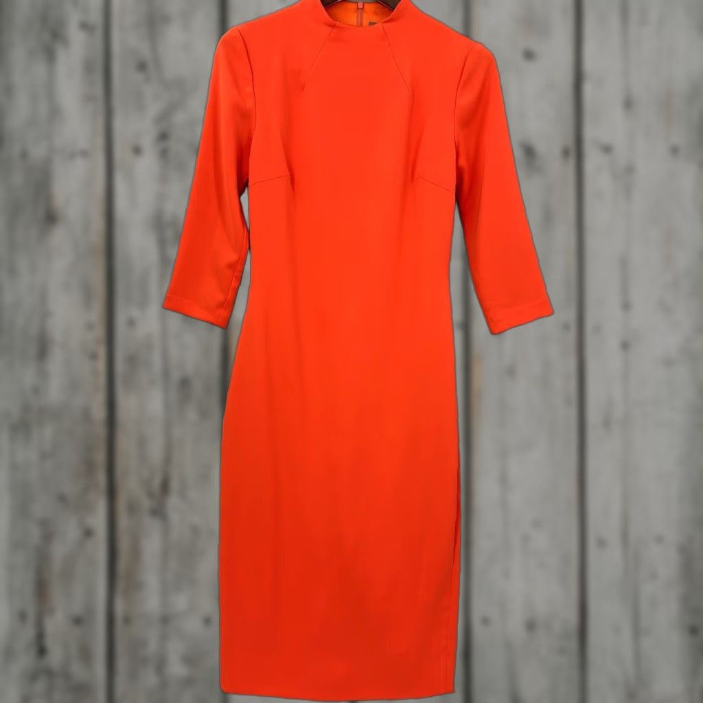 Vintage Issue New York Dress Bodycon Womens XS High Neck Long Sleeve Wiggle Sequin Orange Knee-Length Vintage No Size XS / US 0-2 / IT 36-38 - 1 Thumbnail