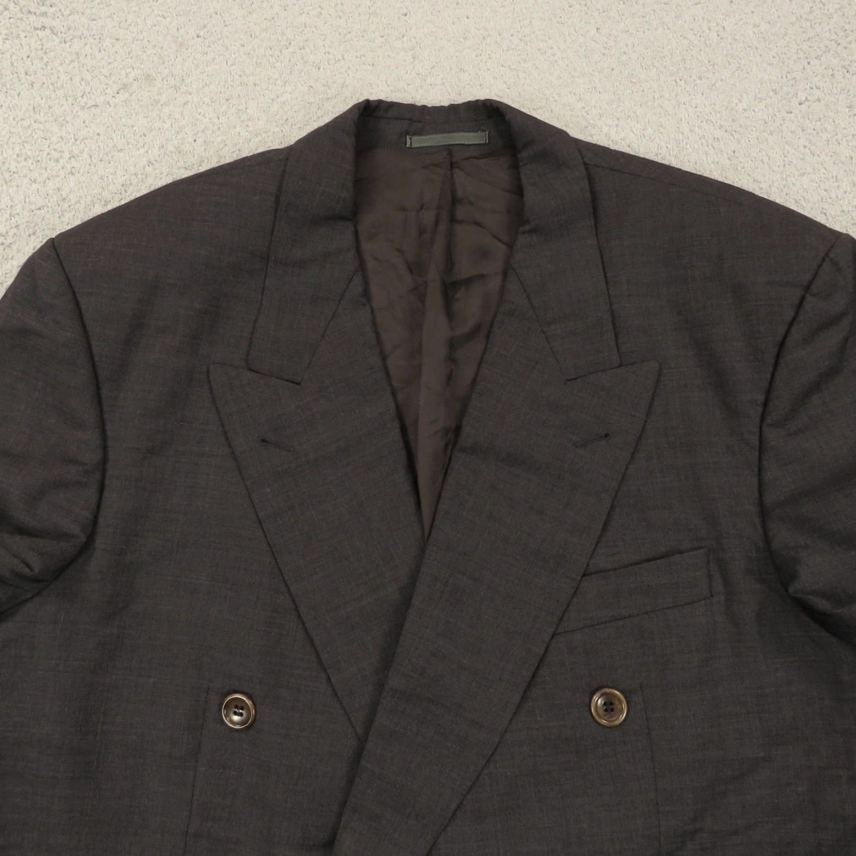 Hugo Boss VINTAGE Hugo Boss Blazer 44L Charcoal Six Button Double Breasted Coat Men Wool Solid Notch Lapel Regular Jacket Regular Mens Size 44R - 5 Thumbnail