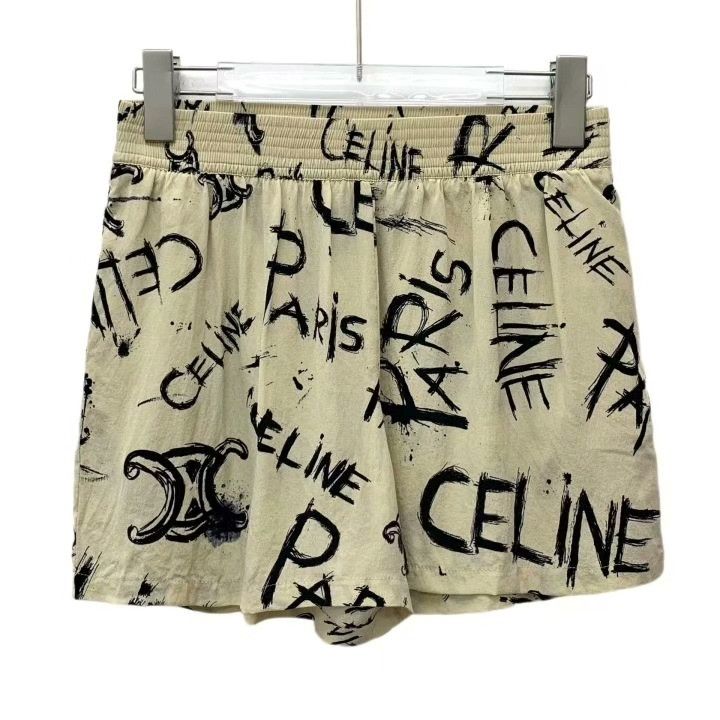 Celine Celine Logo Graffiti Print Silk Shorts Size 34" / US 12 / IT 48 - 1 Thumbnail