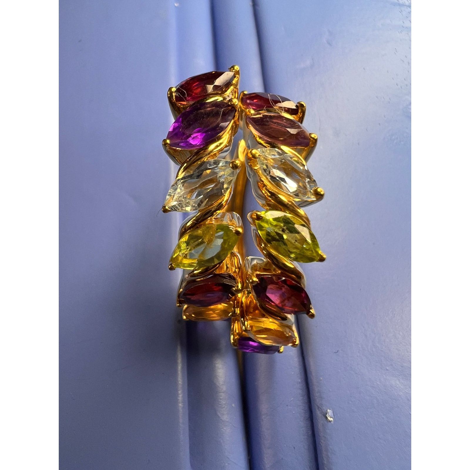 Other NEW multi gemstone hoop earrings in vermeil over 925 silver Size ONE SIZE - 10 Thumbnail