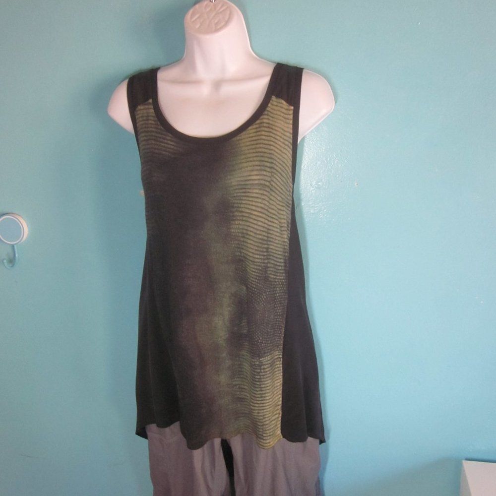 Elie Tahari Elie Tahari Womens Sleeveless Black Silk Tank Green Front Si Size L / US 10 / IT 46 - 1 Thumbnail