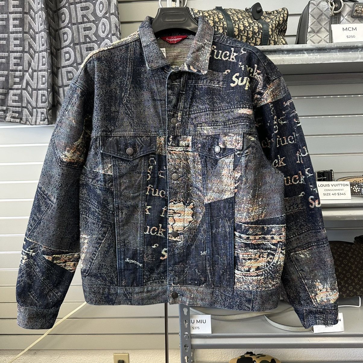 Supreme Supreme Archive Denim Jacquard Trucker Jacket (Blue