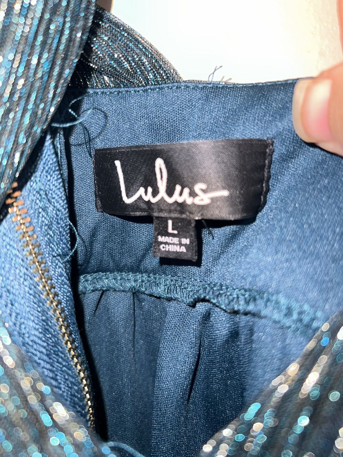 Lulus Lulu's Shimmering Teal Mini Dress Size L / US 10 / IT 46 - 3 Thumbnail