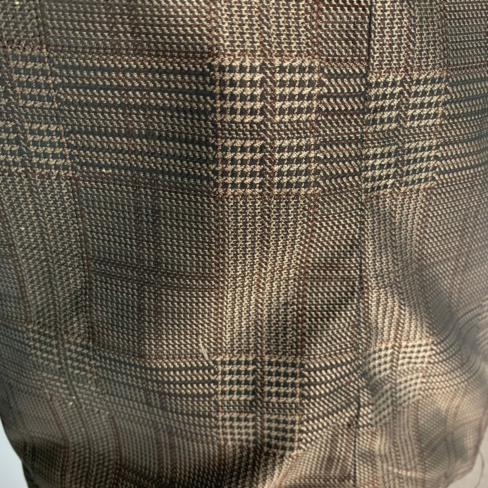 DRIES VAN NOTEN Size 42 Brown Taupe Glenplaid Polyester Coat