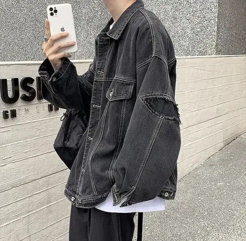 VIBE Retro Black Oversized Harajuku Denim Jacket Size US L / EU 52-54 / 3 - 4 Thumbnail