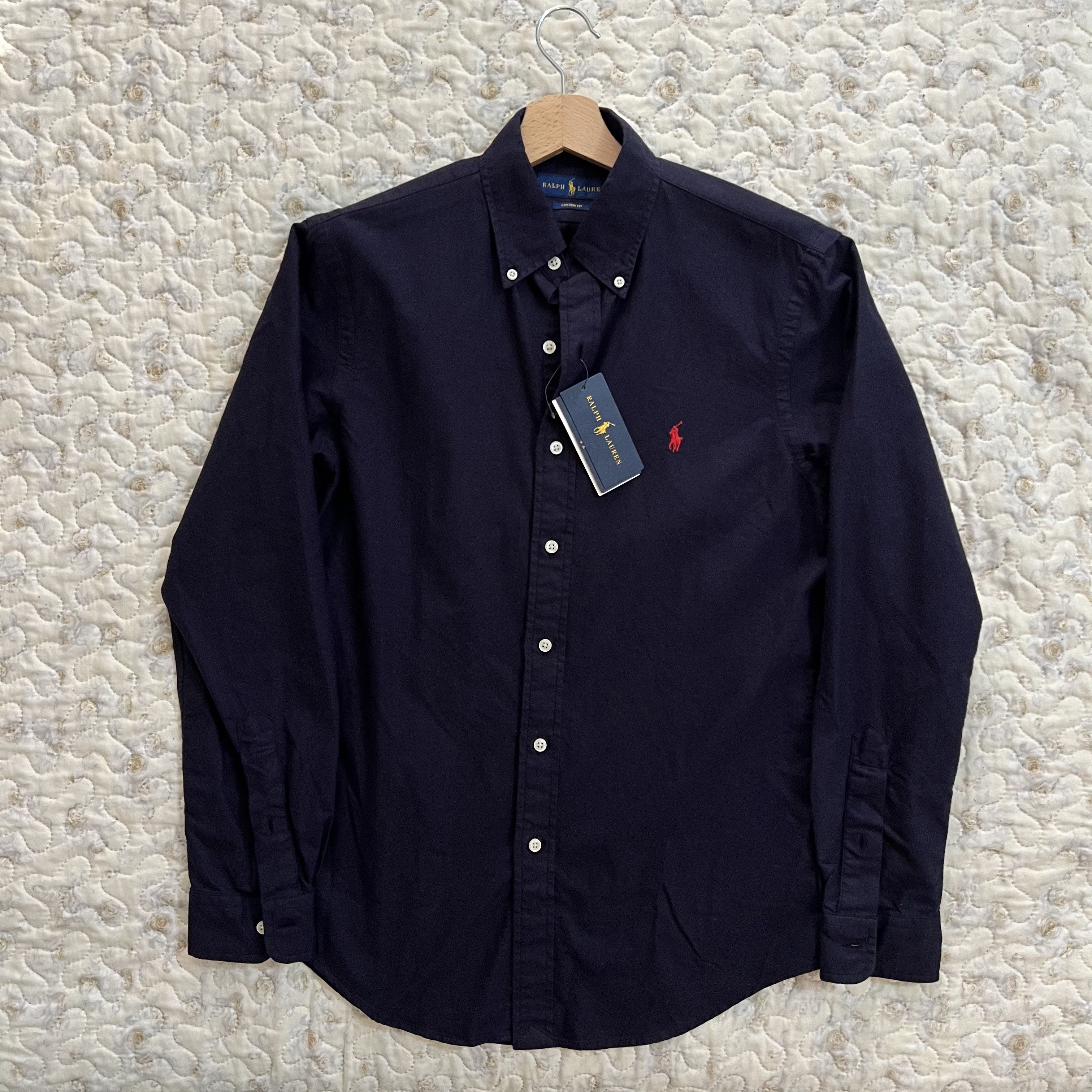 Polo Ralph Lauren shirt custom fit navy red Oxford stretch