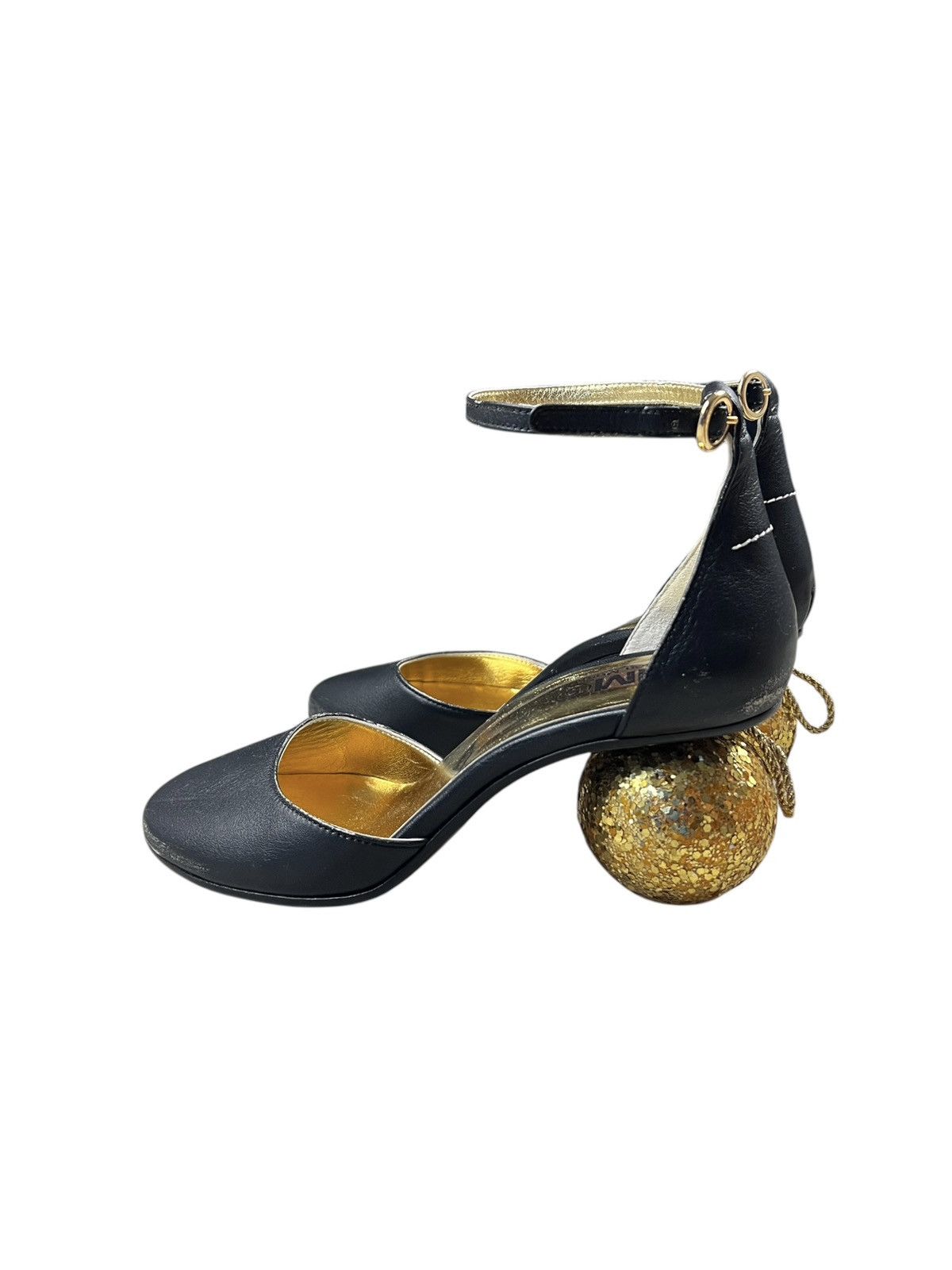 Maison Margiela Maison Margiela MM6 Black Leather Glitter Ball Heels Size US 7 / IT 37 - 7 Thumbnail