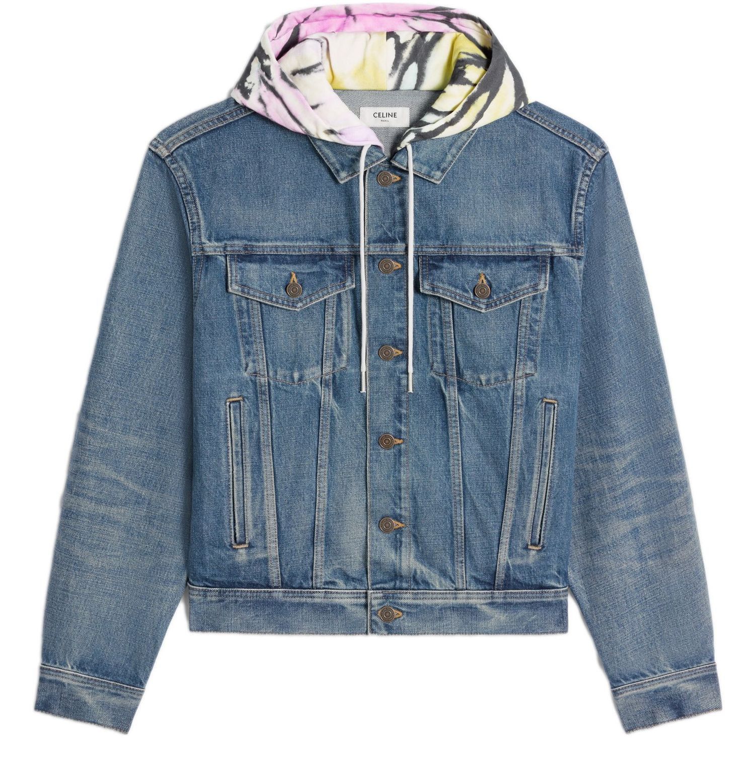Denim Jacket with Tie-Dye Logo Hood