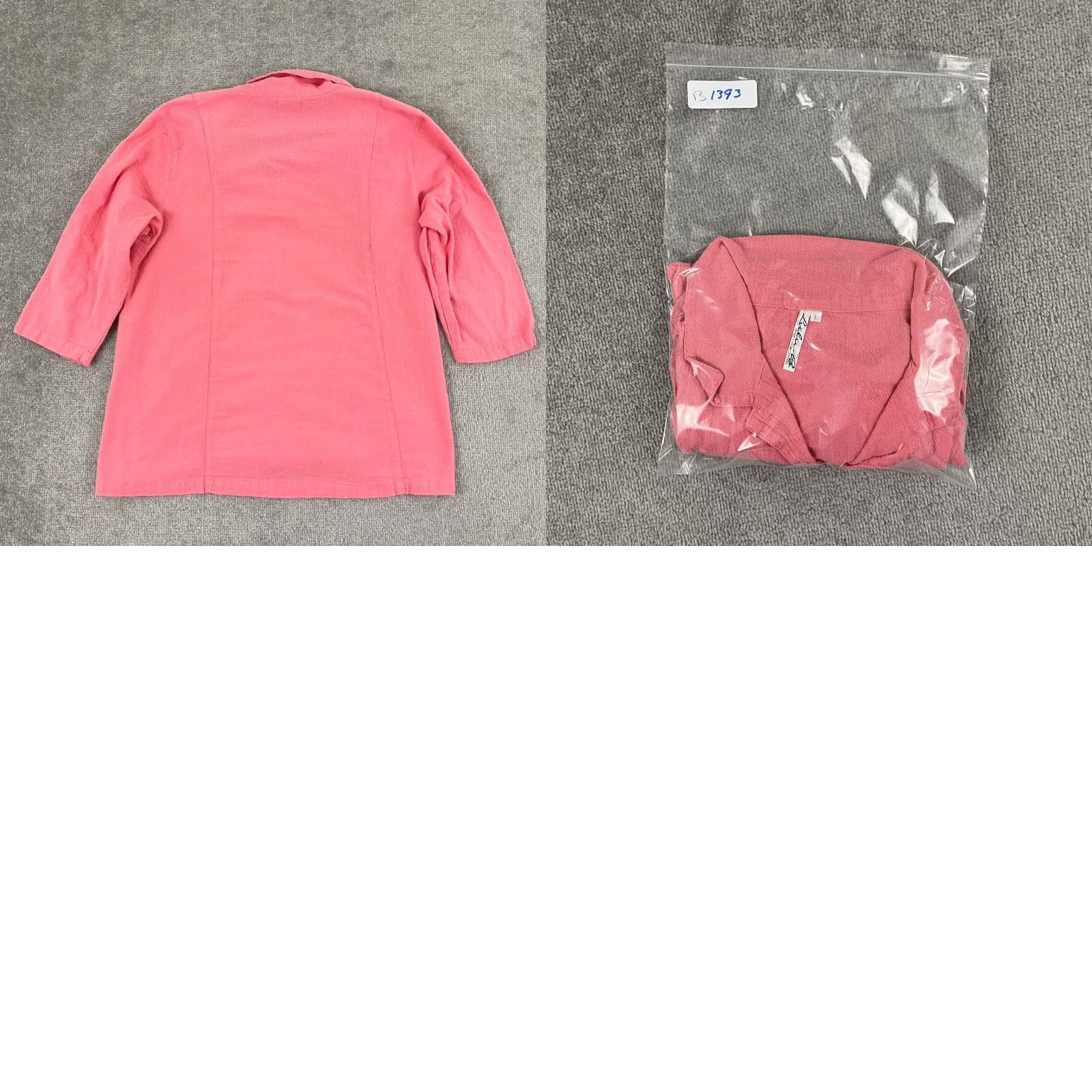 Vintage Lulu-B Shirt Womens Large Pink Button Up Tunic Top 3/4 Sleeve Collared V-Neck Size L / US 10 / IT 46 - 8 Thumbnail