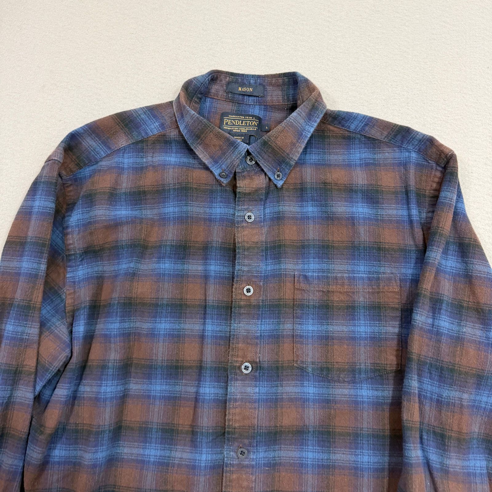 Pendleton Pendleton Mason Flannel Button Down Shirt Large Blue Brown Size US L / EU 52-54 / 3 - 2 Thumbnail