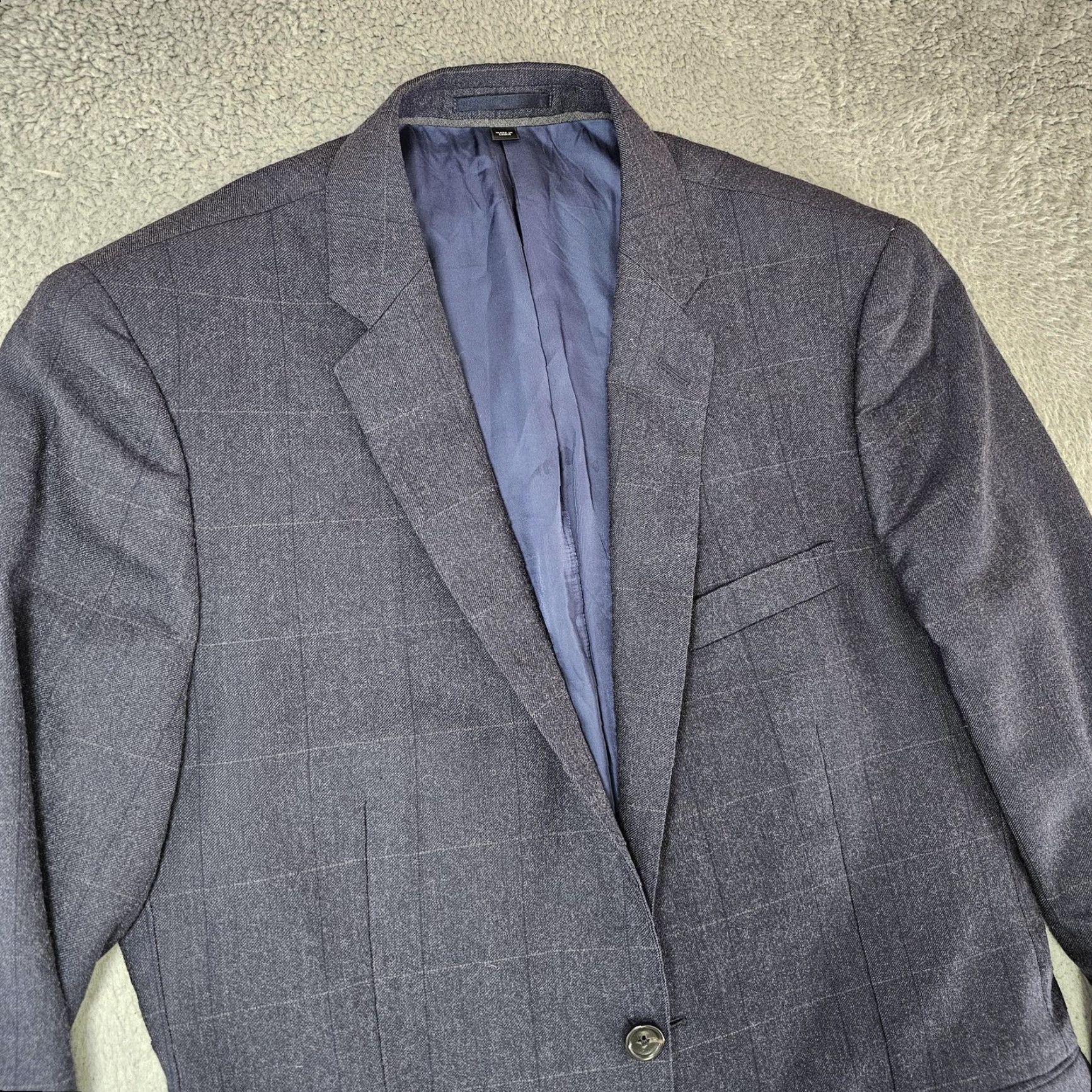 J.Crew J.Crew Blazer Mens 42R Navy Check Windowpane Ludlow Italian Wool Sport Coat Jacket Size 42R - 2 Thumbnail