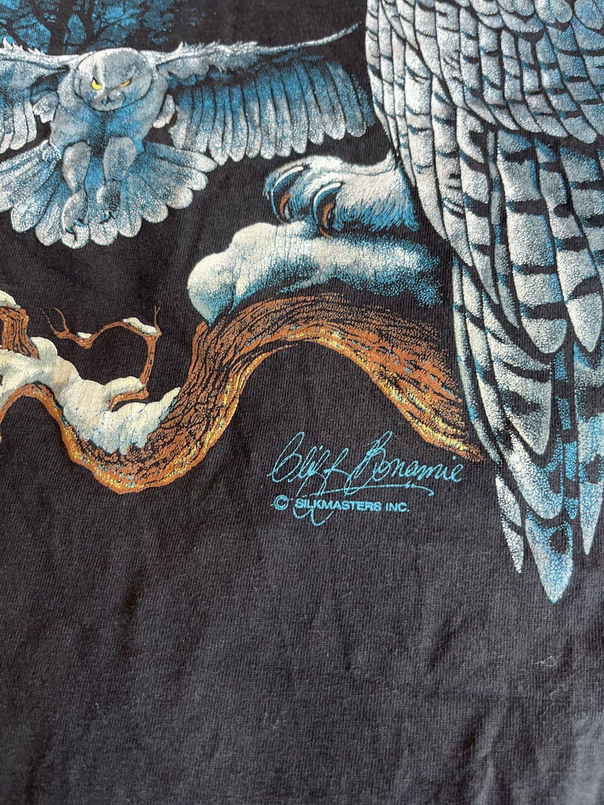 Vintage 90’s Vintage Owl Graphic T-Shirt Black Size US S / EU 44-46 / 1 - 4 Thumbnail