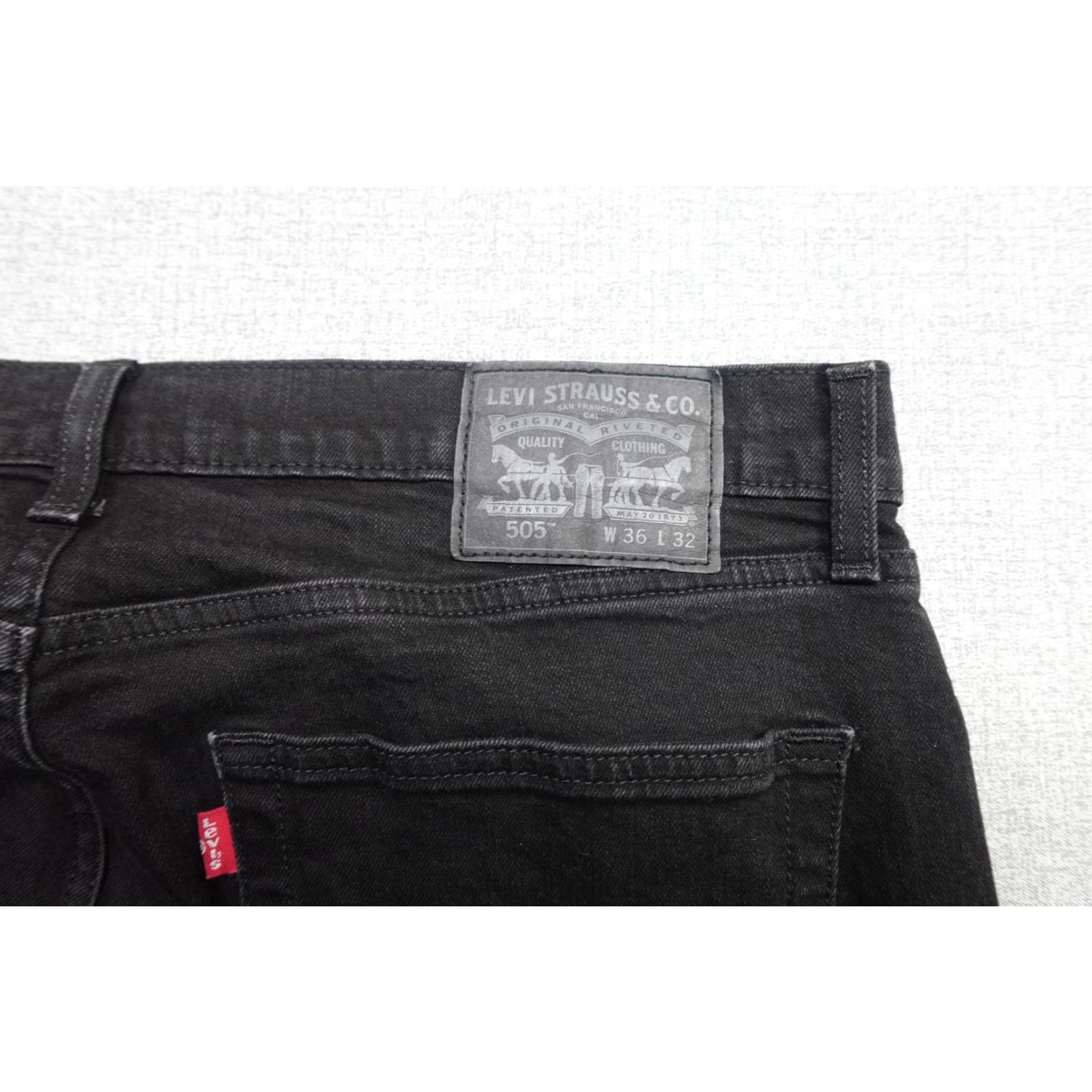 Levi's Levi's 505 Straight Jeans Mens 36x32 Black Denim Stretch Pants Western Size US 36 / EU 52 - 2 Thumbnail