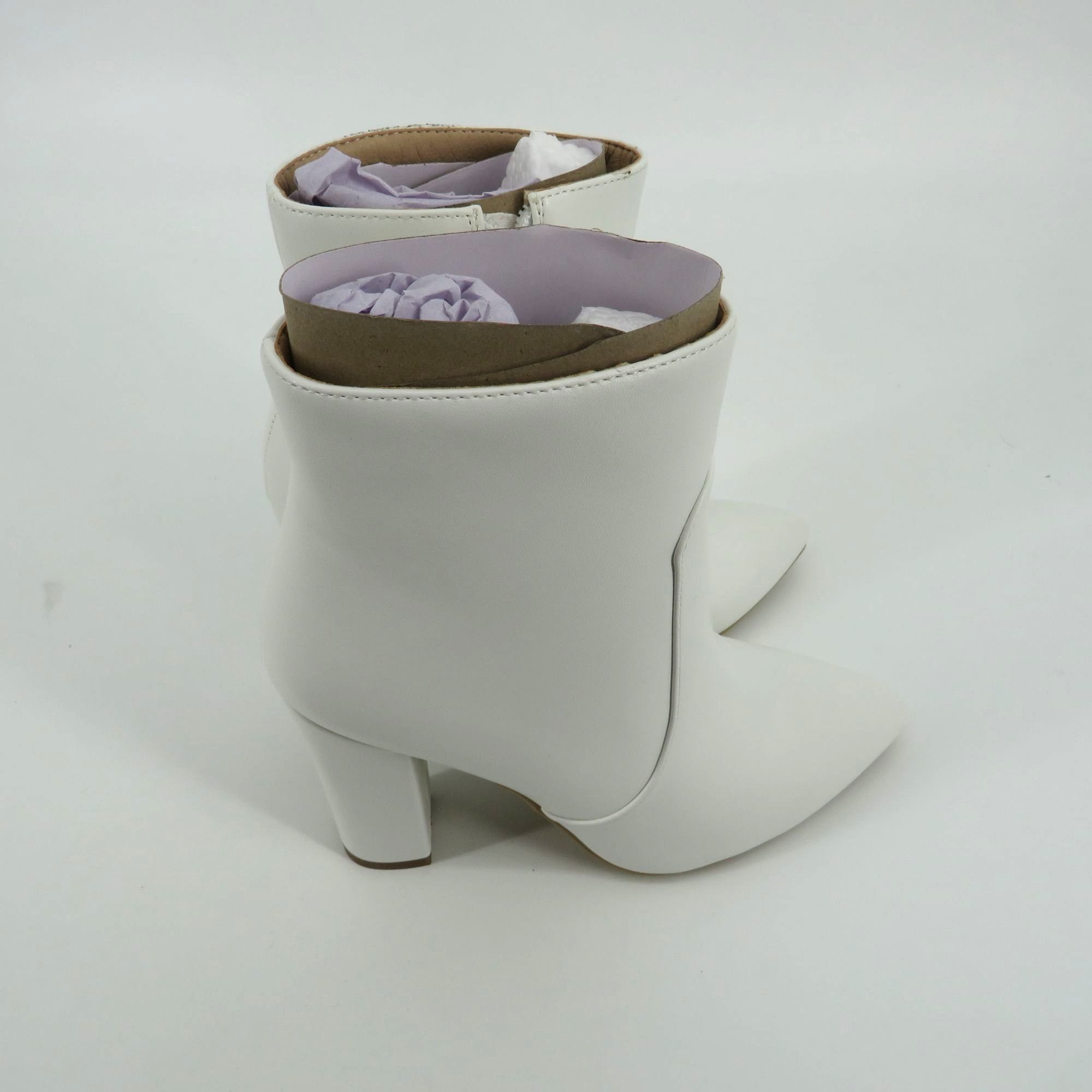 Other IDIFU Women's White Ankle Boots Pointed Toe Block Heel Size Size US 5 / IT 35 - 3 Thumbnail
