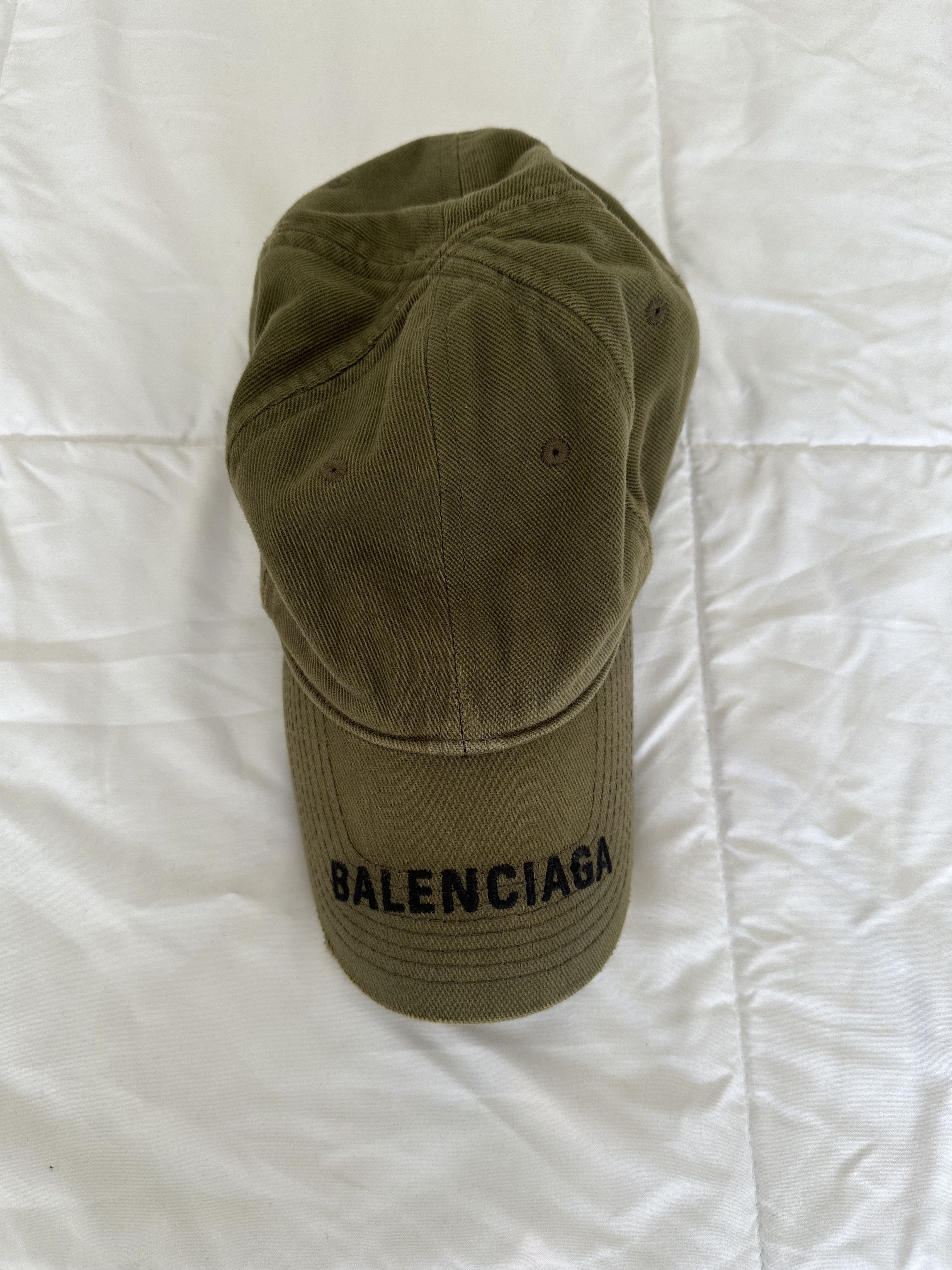 Balenciaga Logo Visor Cap in Khaki Green