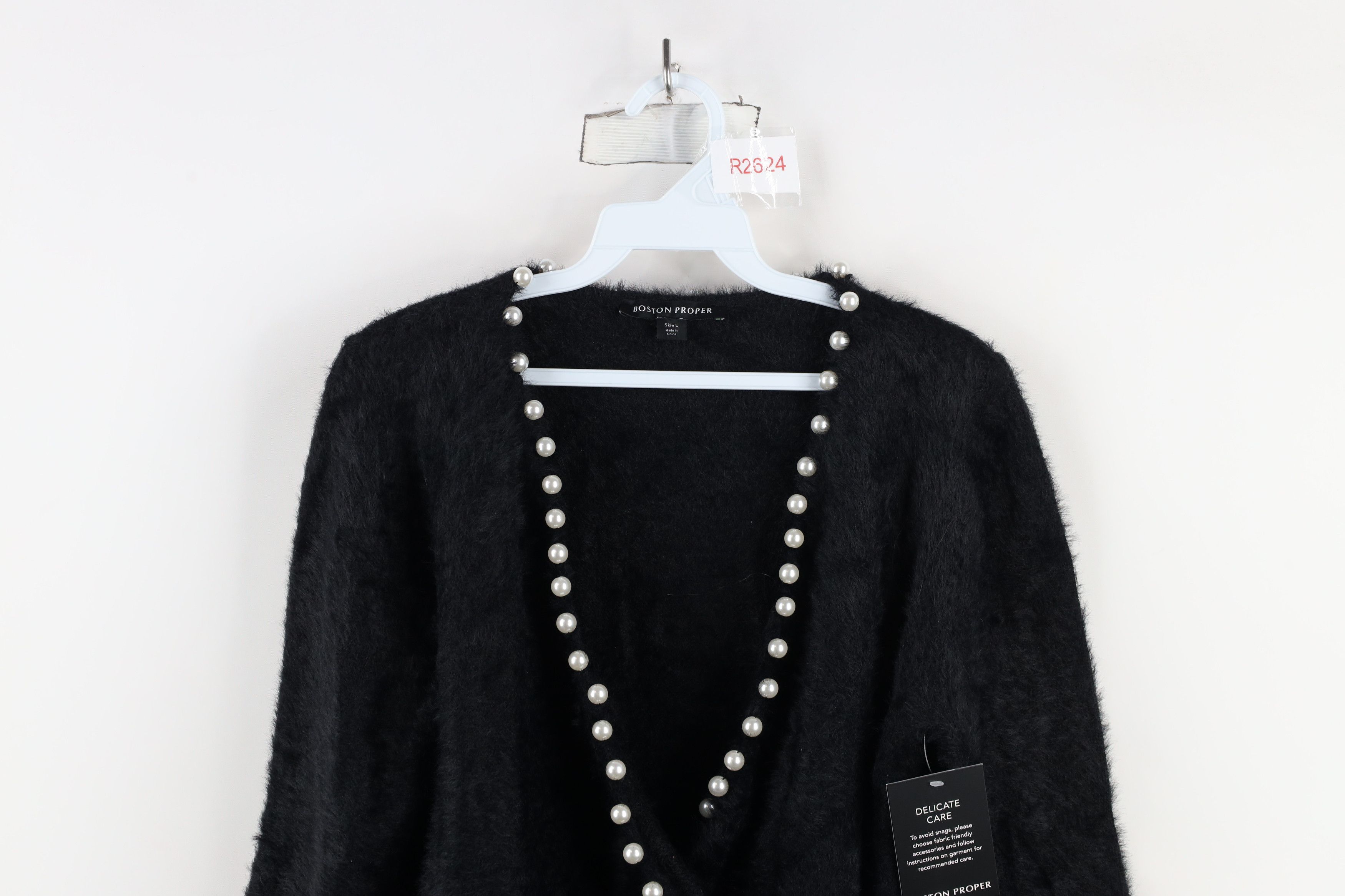 Boston Proper × Vintage New Boston Proper Soft Shaggy Fuzzy Knit Sweater Black Size L / US 10 / IT 46 - 2 Thumbnail