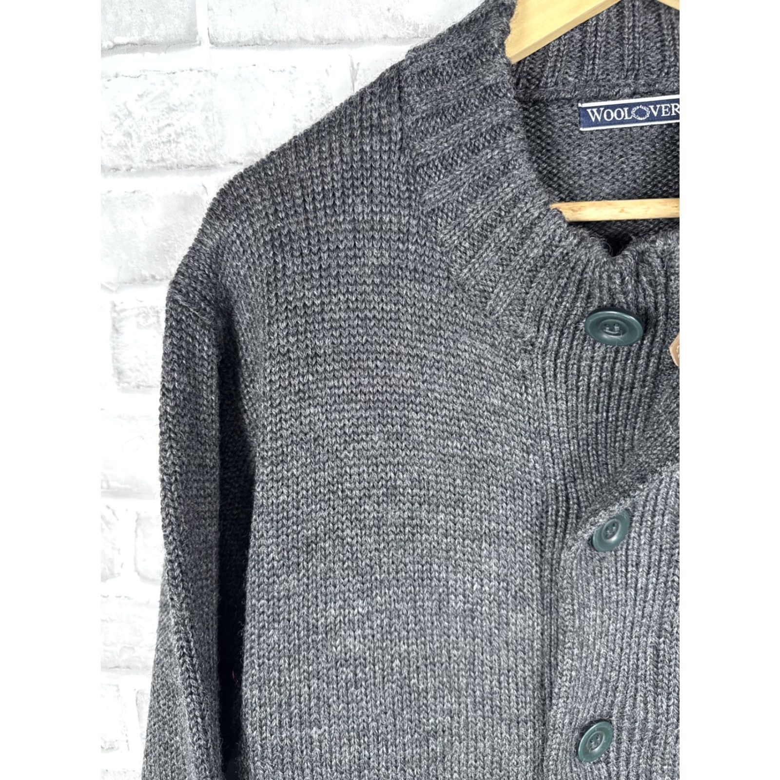 Vintage WOOLOVERS Gray Full Zip / Button Down Wool Sweater Cardigan Jacket Mens L Size US L / EU 52-54 / 3 - 6 Thumbnail