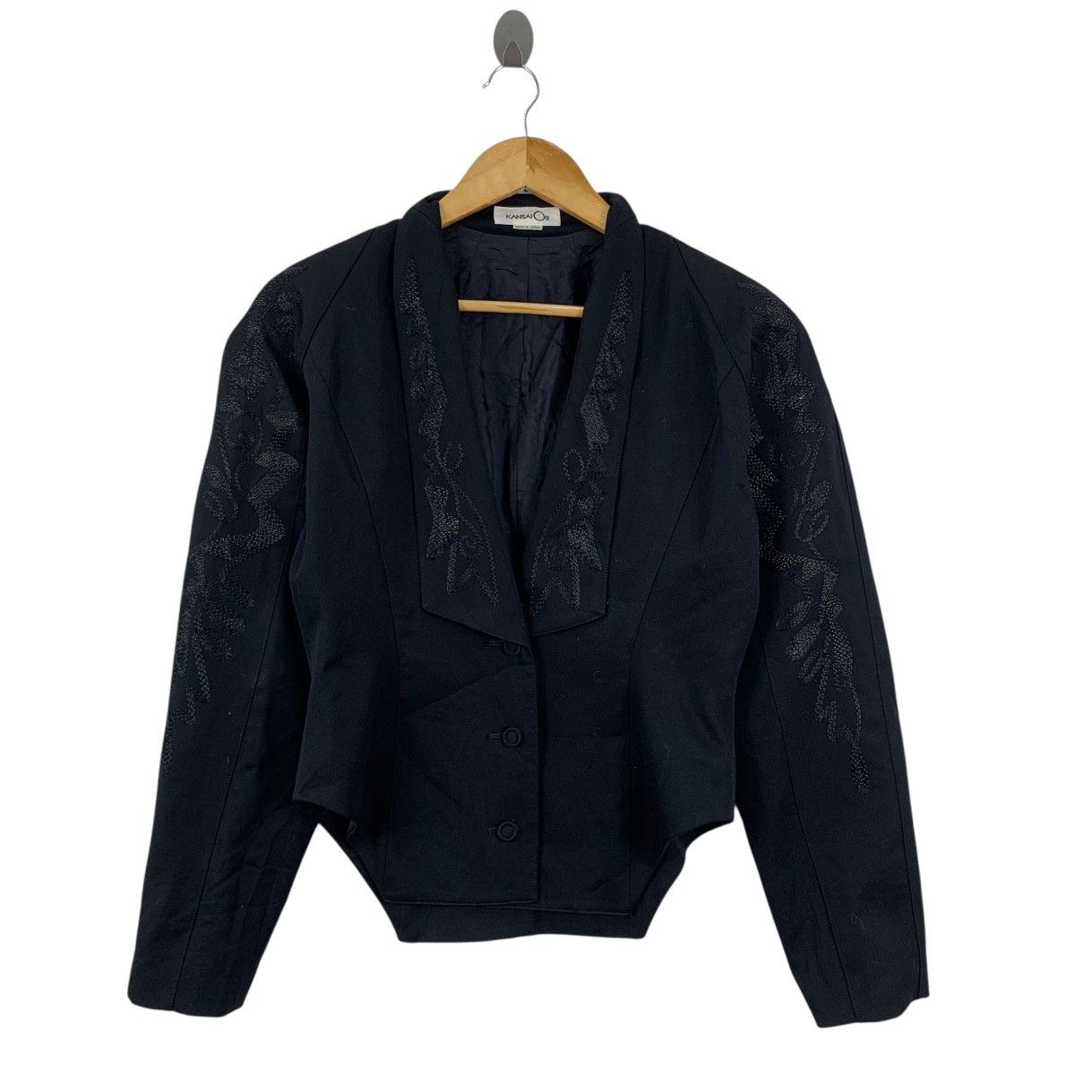 Kansai Yamamoto Vintage 80s KANSAI YAMAMOTO 02 Embroidered Crop Blazer Coat Size S / US 4 / IT 40 - 1 Thumbnail