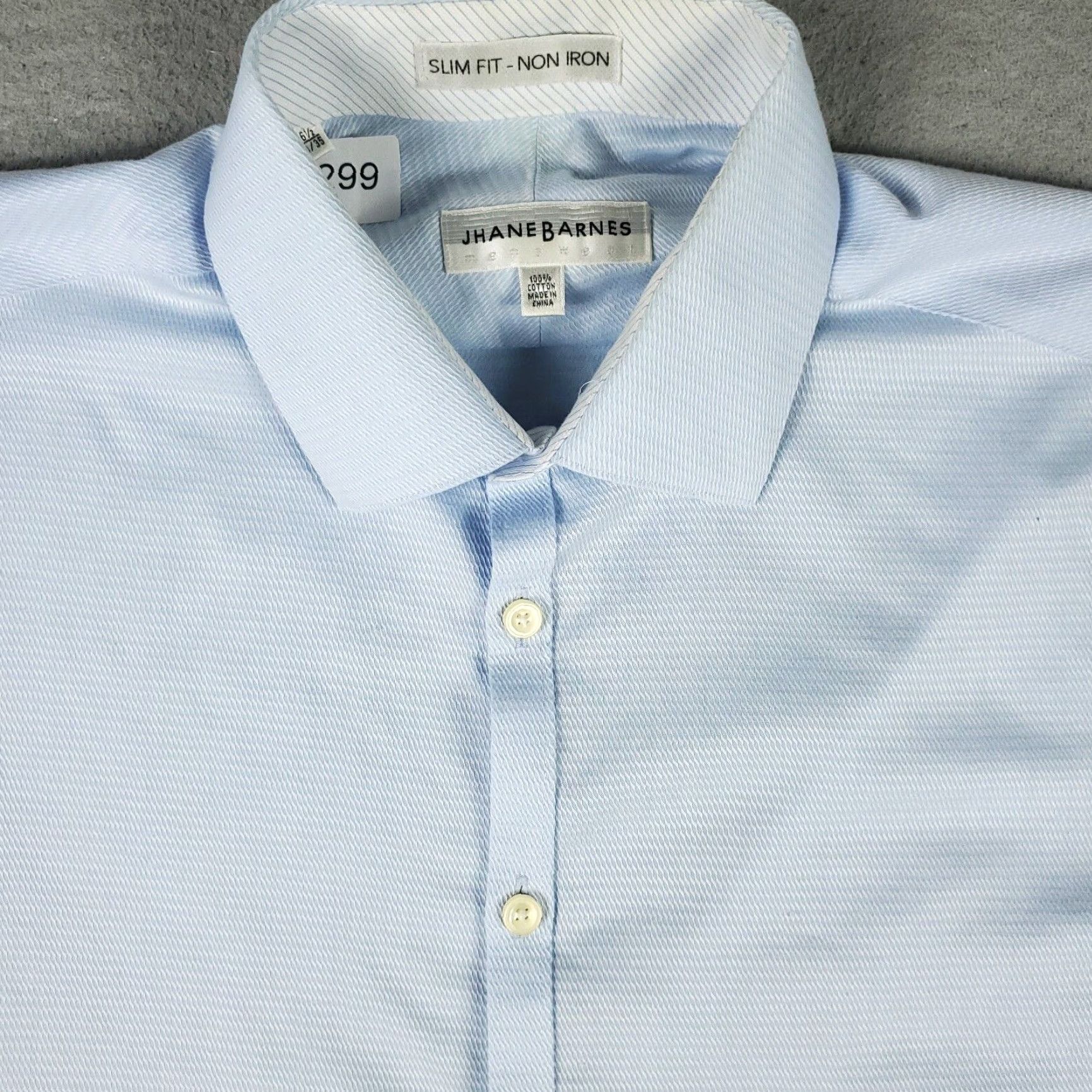 Vintage VINTAGE Jhane Barnes Dress Shirt Mens Size 16.5 Long Sleeve Blue Cotton Business Formal Office Size 42R - 2 Thumbnail