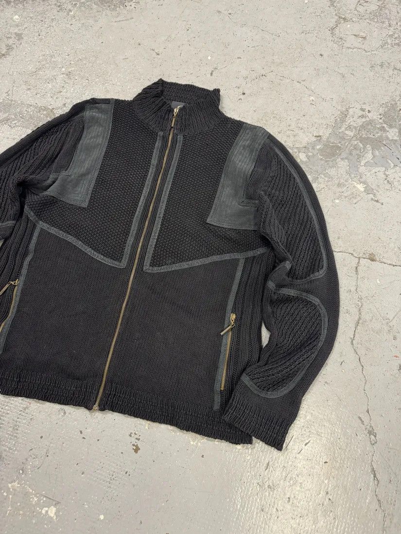 Just Cavalli SS2007 Cavalli Black Wool Biker Hybrid Zip-up Jacket Size US L / EU 52-54 / 3 - 6 Thumbnail