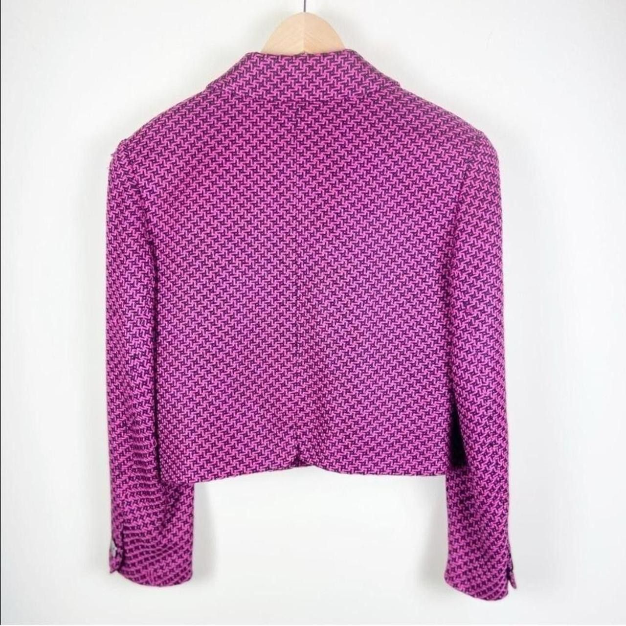 Other Vintage Silk Pink Houndstooth Blazer Size M / US 6-8 / IT 42-44 - 6 Thumbnail