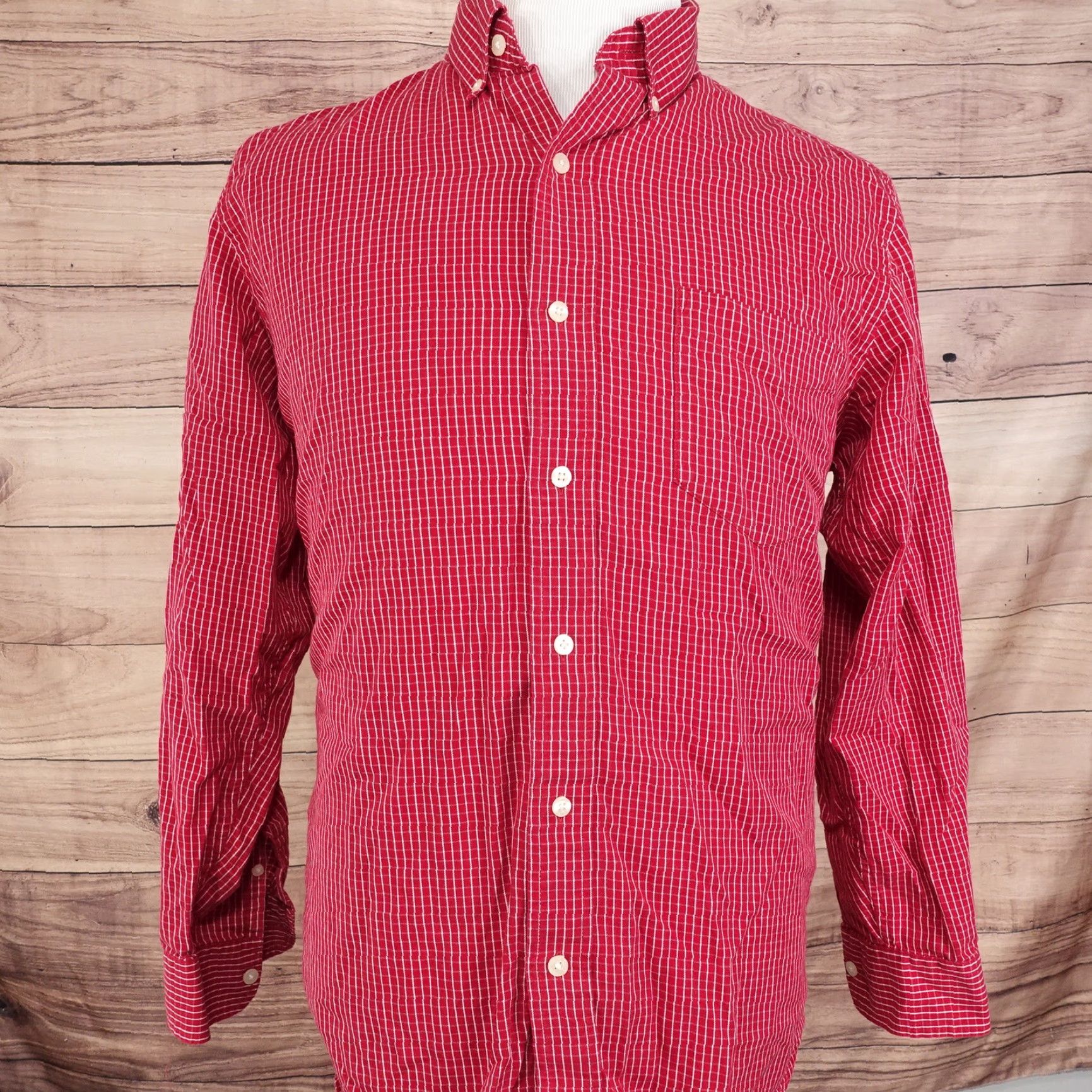 Chaps Vintage Chaps Men's Long Sleeve Red Check Button-Down Shirt, Size Large Size US L / EU 52-54 / 3 - 2 Thumbnail