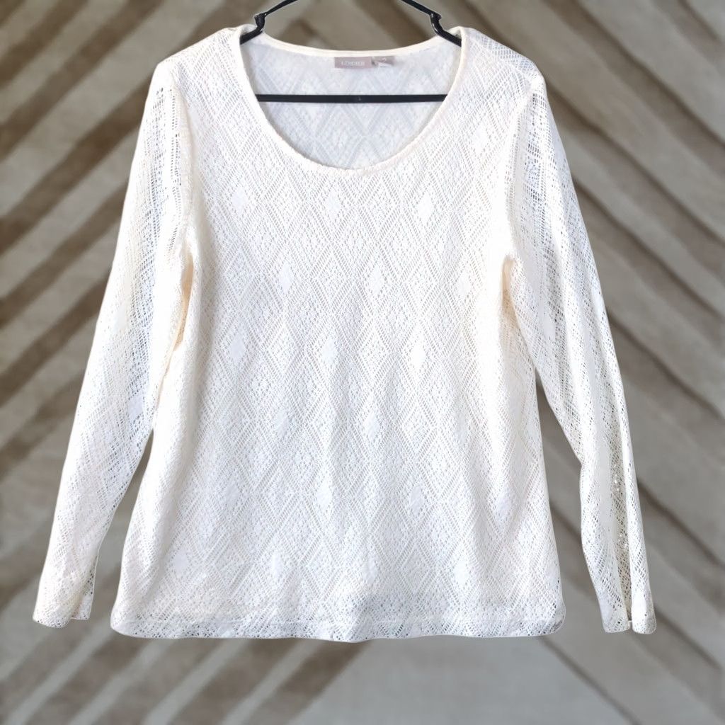 Vintage Chicos Womens Blouse Ivory Lined Textured Long Sleeve Round Neck L Size L / US 10 / IT 46 - 1 Thumbnail