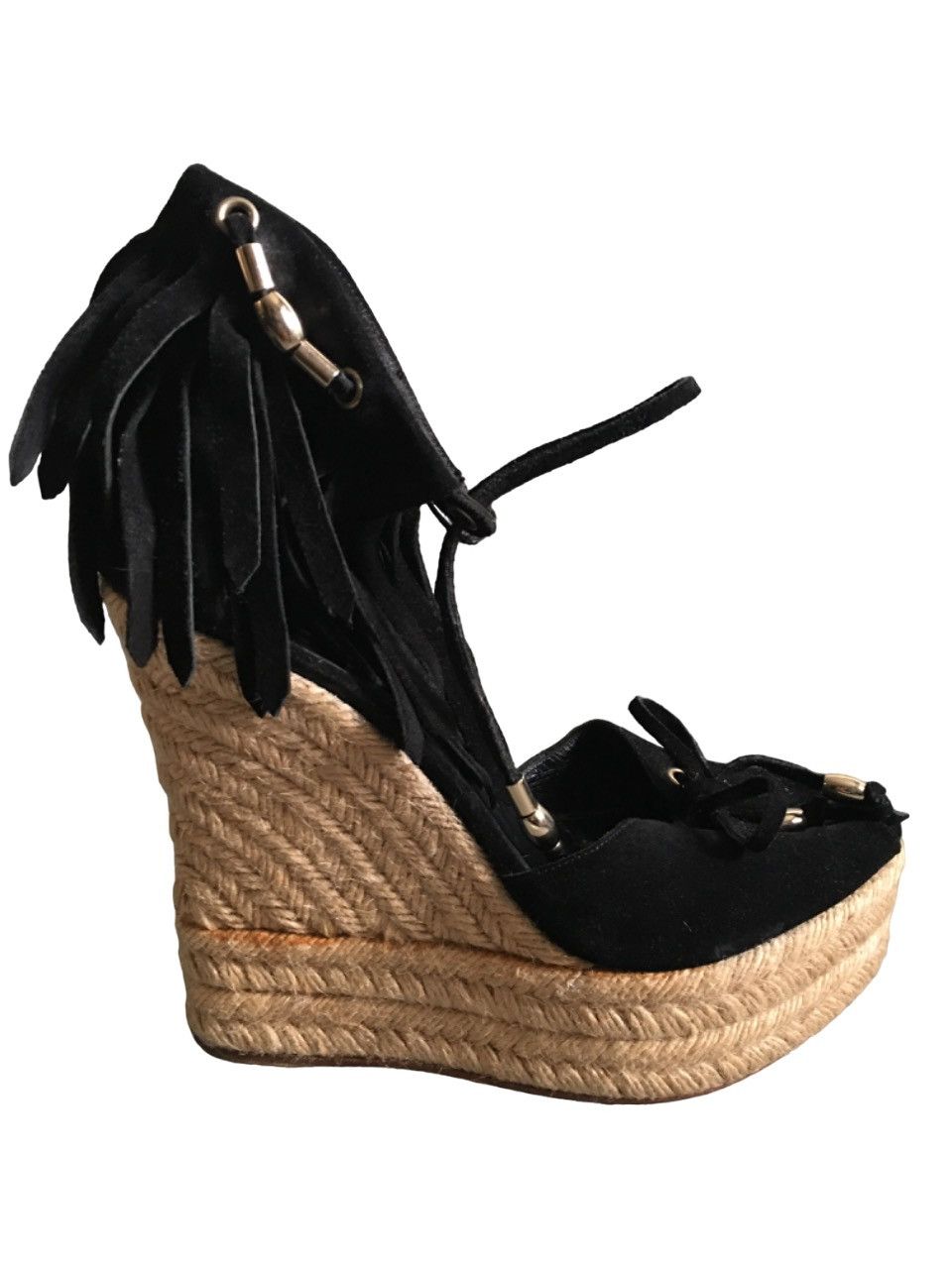 Gucci GUCCI Espadrilles Black Suede Wedge Sandals EU40 Size US 10 / IT 40 - 2 Thumbnail