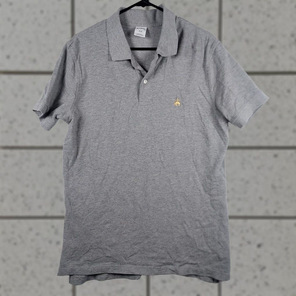 Brooks Brothers Brooks Brothers 1818 Polo Shirt Men L Slim Fit Gray Cotton Short Sleeve Polo Golf Casual Shirt Slimming Logo Size US L / EU 52-54 / 3 - 1 Thumbnail