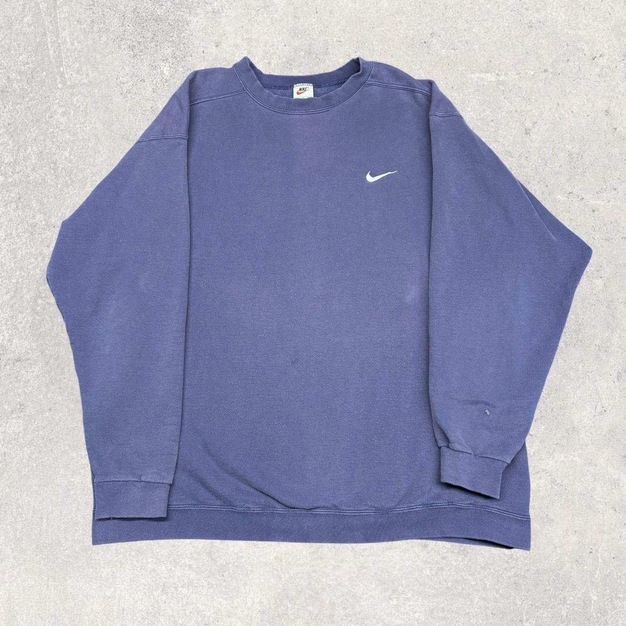 Nike × Vintage 1990s Vintage Nike Navy Blue Sweatshirt Size US XL / EU 56 / 4 - 1 Thumbnail