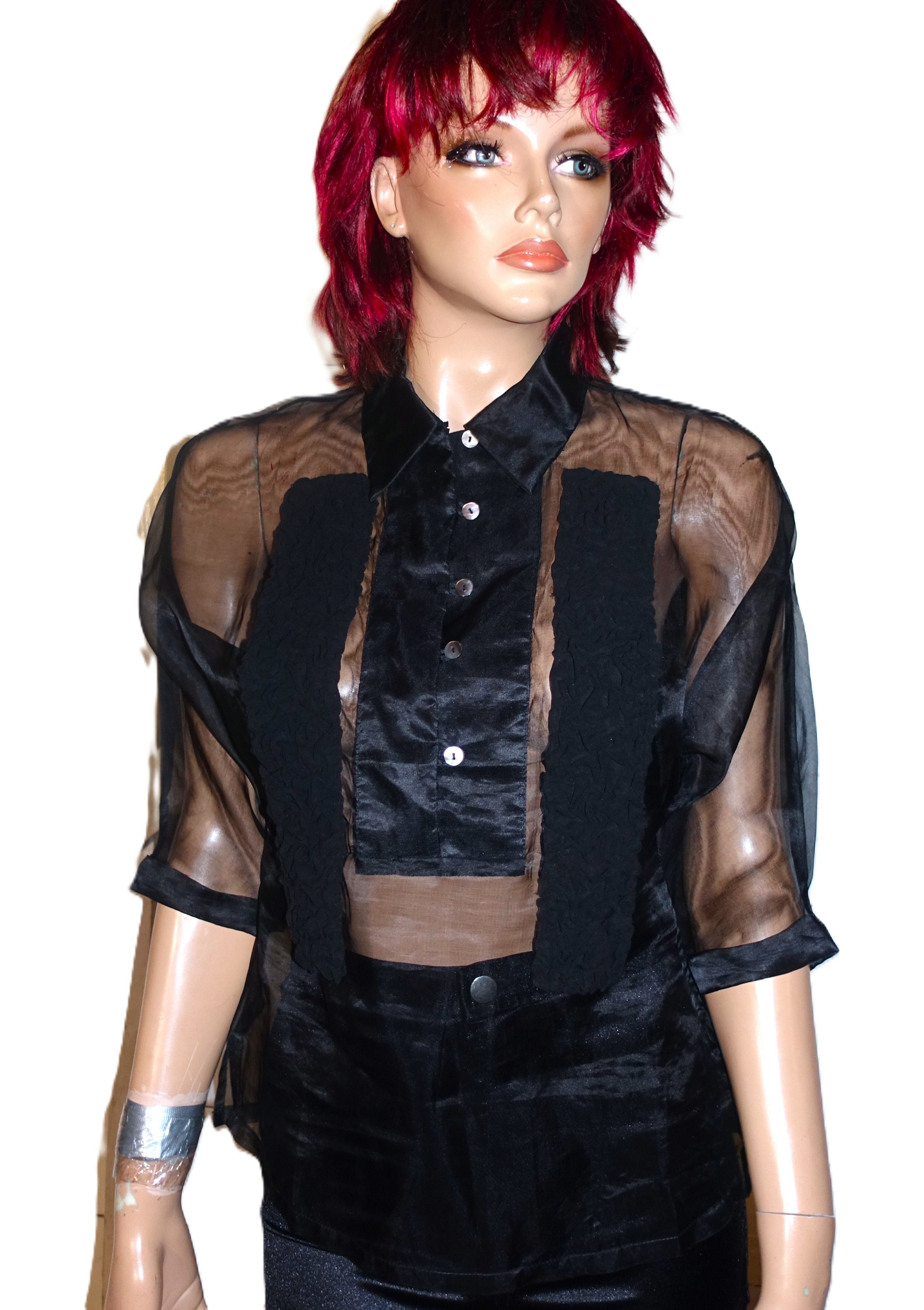 Other Cesar Gaupo Black Sheer Blouse M NWT Size M / US 6-8 / IT 42-44 - 4 Thumbnail