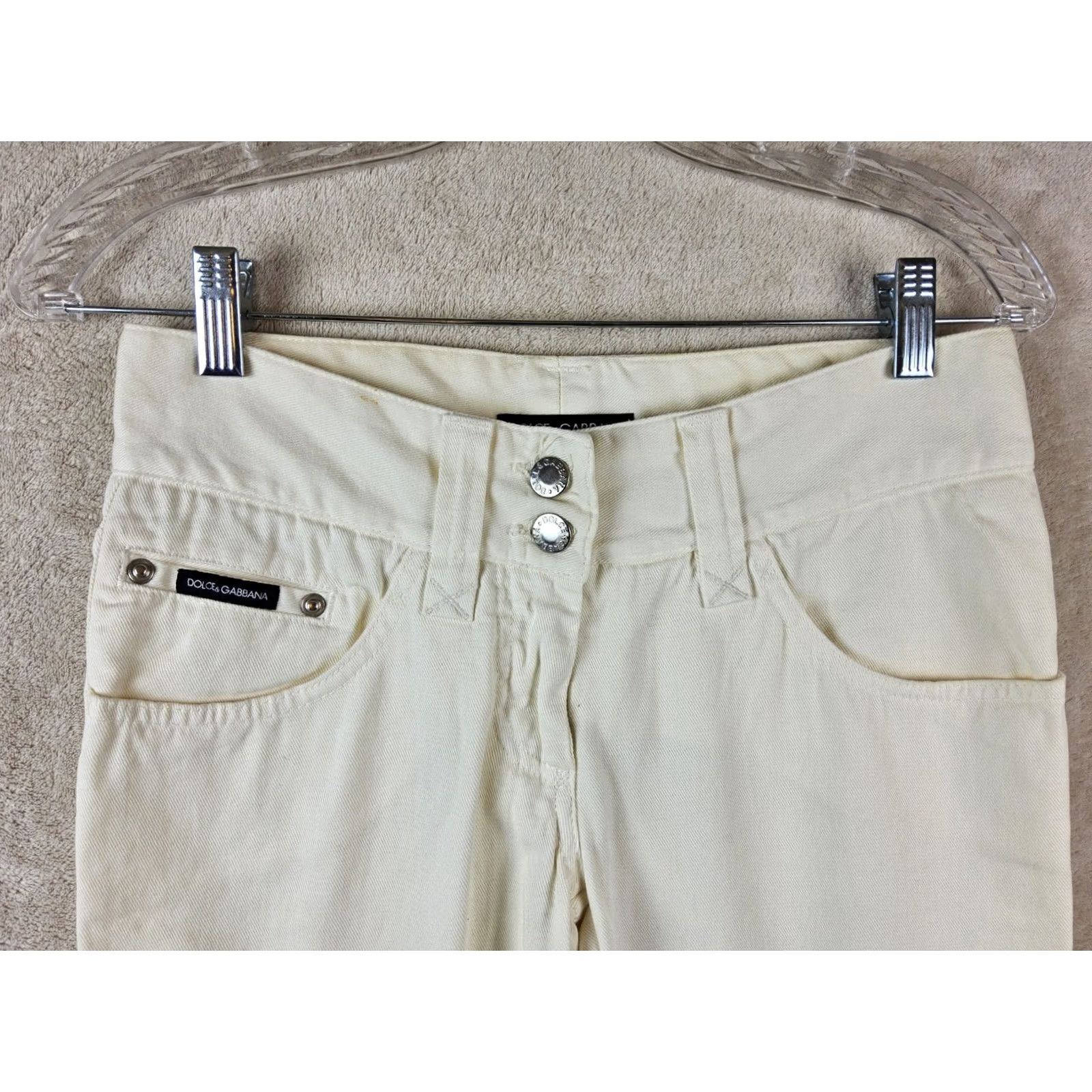 Dolce & Gabbana Dolce&Gabbana Jeans Women Rhinestone Pocket Beige 38 Size 38 Straight Pockets Vintage? (remove question) Size 26" / US 2 / IT 38 - 3 Thumbnail