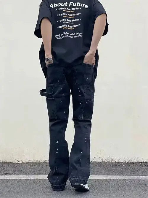 Jean retro work paint damaged vintage flares cargo pants Size US 32 / EU 48 - 4 Thumbnail