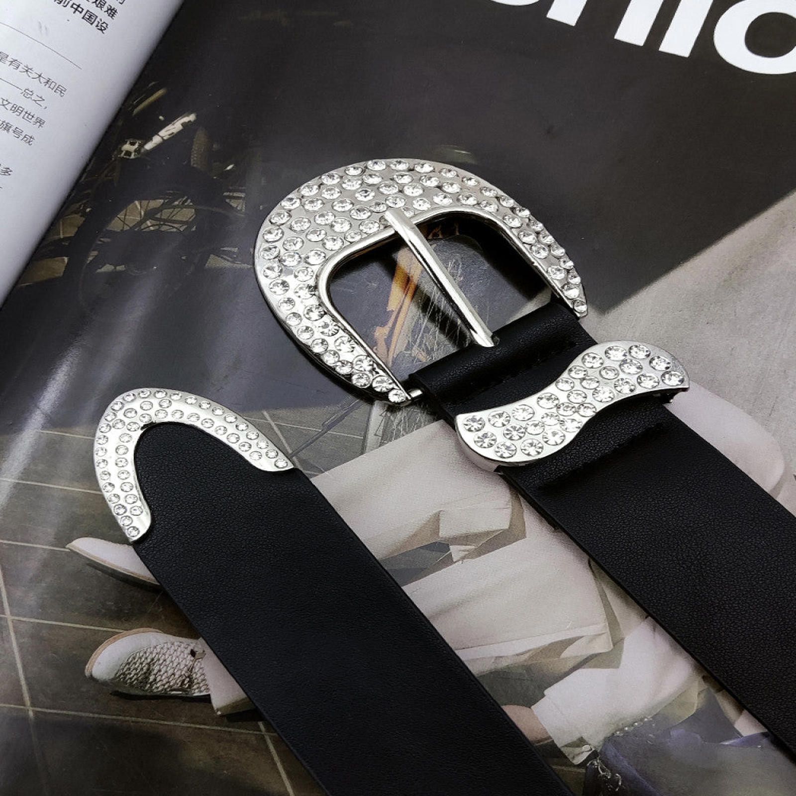 Other Black Rhinestone Buckle Belt Size ONE SIZE - 6 Thumbnail