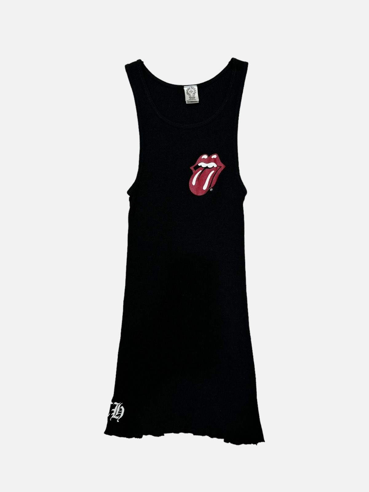 Pre-owned Chrome Hearts Rolling Stones Horseshoe Tongue Logo Tank Top In Black