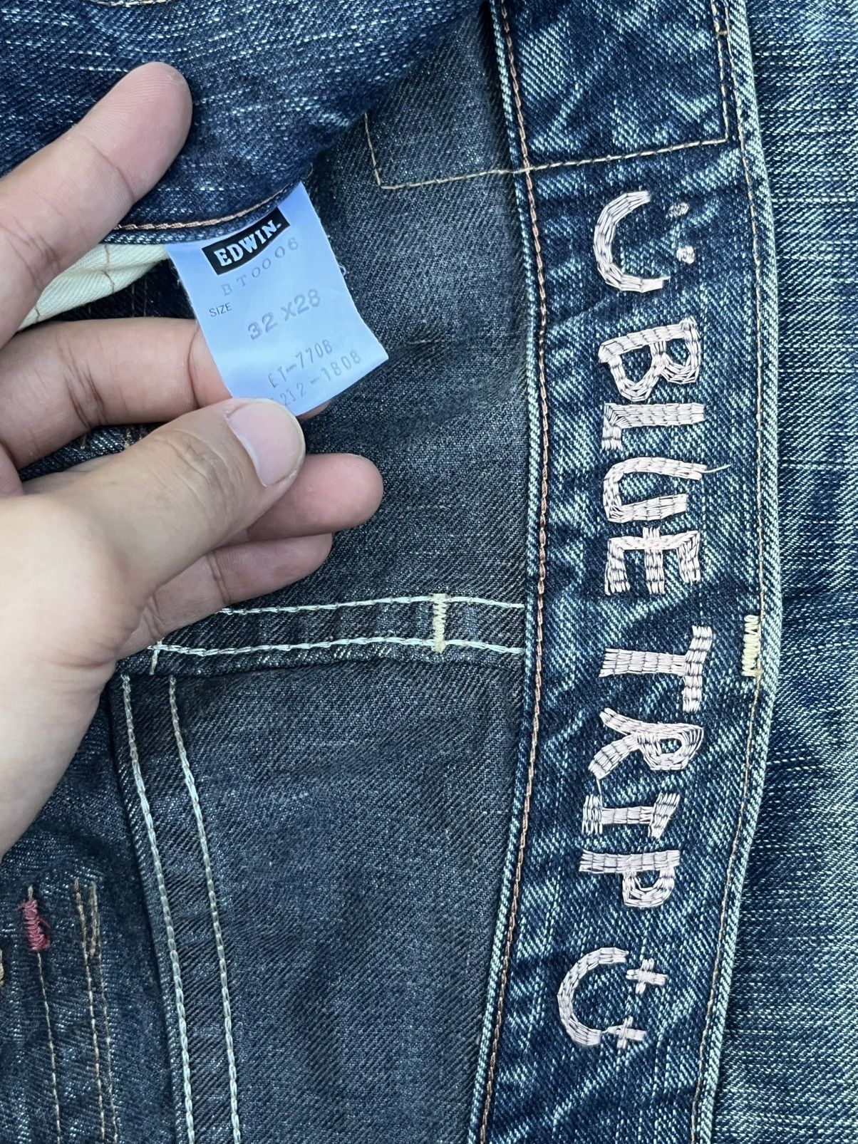 Edwin Vintage Japanese Brand Blue Way Distressed Wide Leg Jeans Size US 34 / EU 50 - 9 Thumbnail