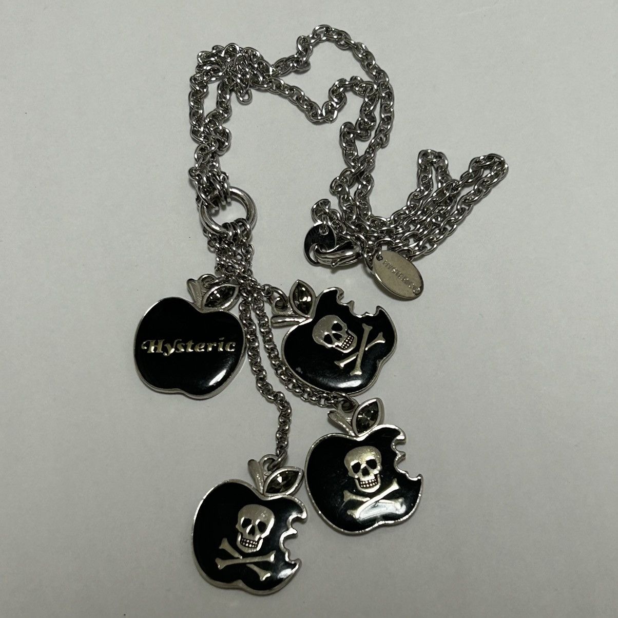 image of Hysteric Glamour Skull Apple Charm Necklace in Black, Men's